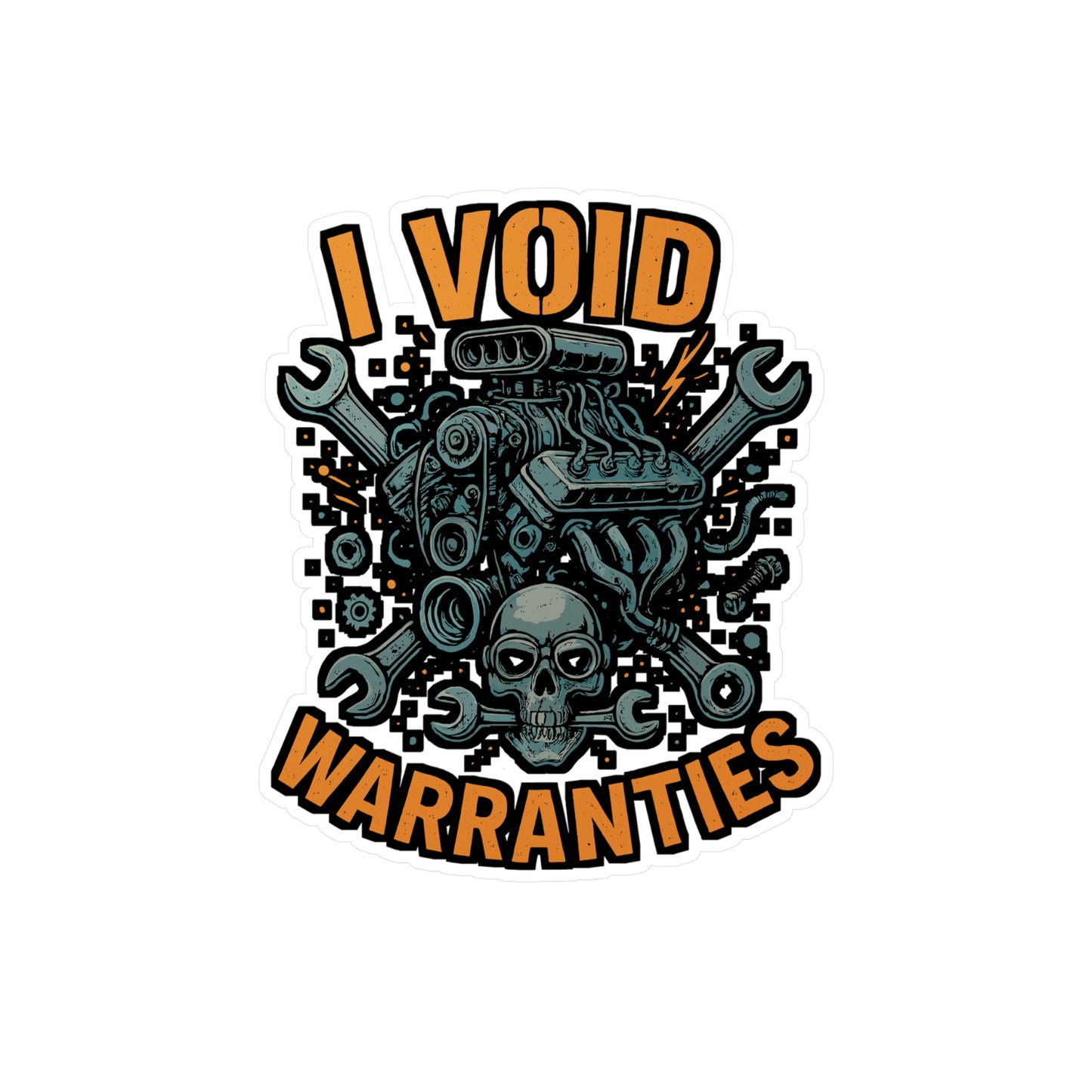Mechanic Sticker - "I Void Warranties" Decals for Auto, Engine, Mechanical Tools, Waterproof Vinyl for Laptop or Toolbox