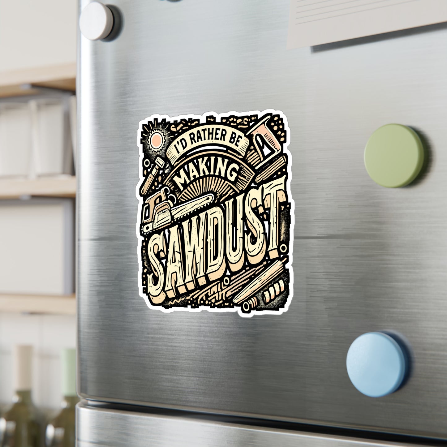 I'd Rather Be Making Sawdust – Carpenter Sticker for Laptop or Water Bottle | Vinyl Woodworker Decal, Funny Carpenter Gift