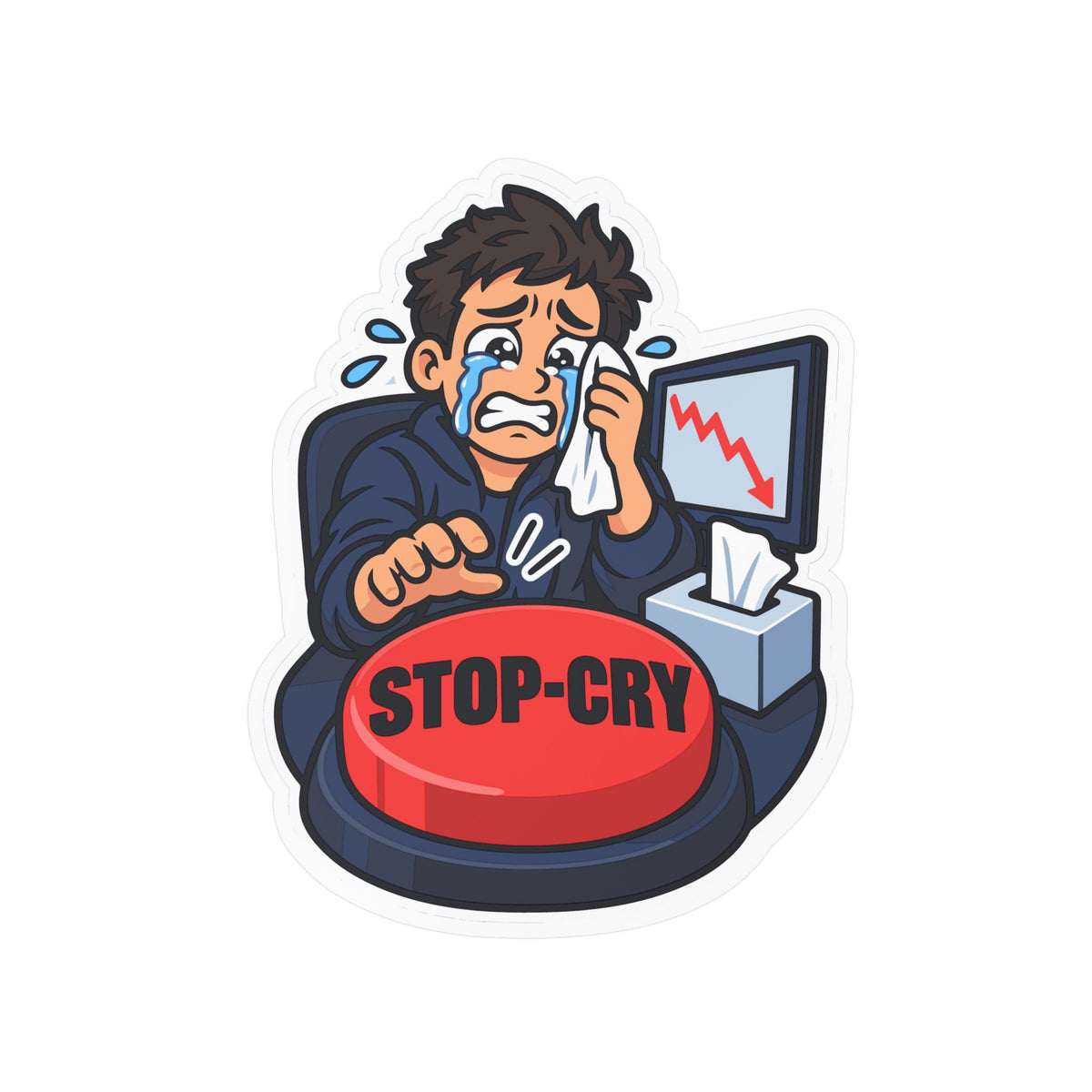 Day Trading Sticker – Stop-Cry Decals for the Stock Market and Forex Trader, for Laptop or Water Bottle