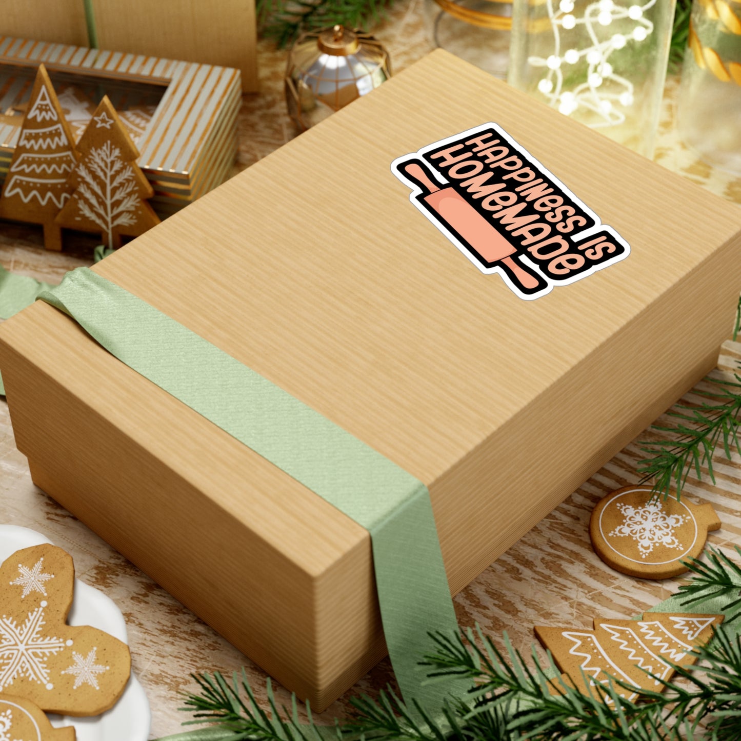 Happiness is homemade - Gift Sticker for Wall, Laptop, Window, Truck, Car Gift Gift Vinyl Chef Decal Sticker