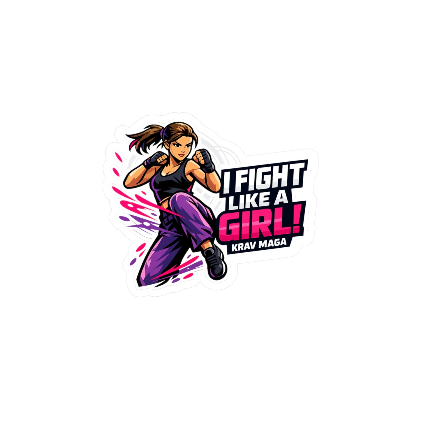 Krav Maga Sticker I Fight Like a Girl! Martial Arts Self Defense Vinyl Waterproof decals for Laptop or Water Bottle Fitness