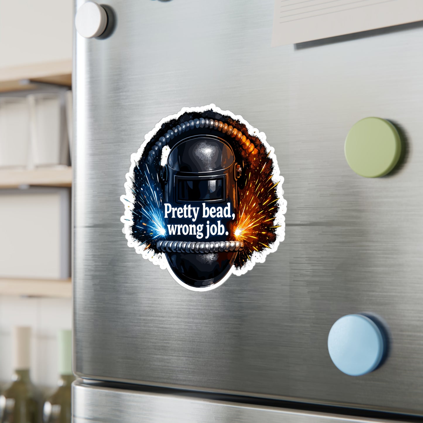 Welder Sticker “Pretty bead, wrong job.” Funny Arc Welding Vinyl Waterproof Sticker Decals for Laptop Water Bottle, Fabricator Gift