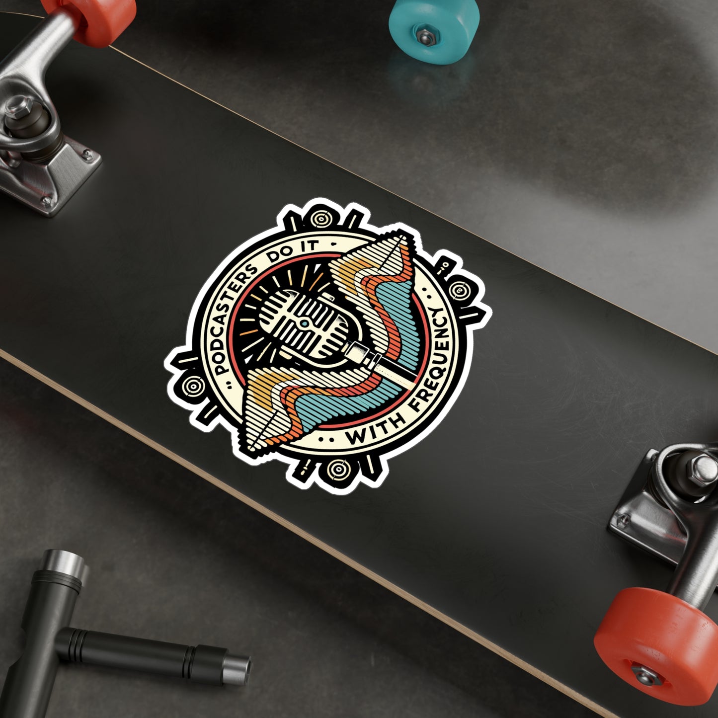 Podcasters Do It With Frequency - Podcast Sticker for Laptop Sticker. Water Bottle Sticker, Vinyl Frequency Decal - Podcast Gift