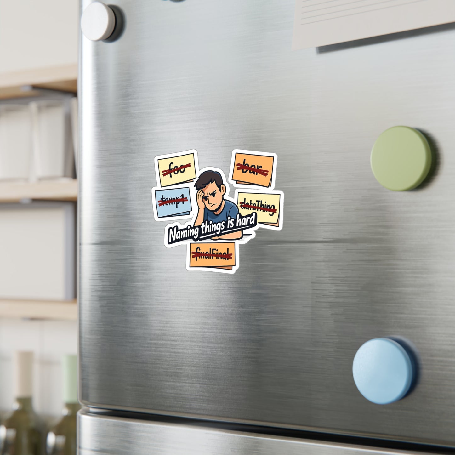 Coding Sticker Naming Things Is Hard Funny Programmer Decals, Waterproof Vinyl for Laptop, Water Bottle, Source Code Semicolon Humor