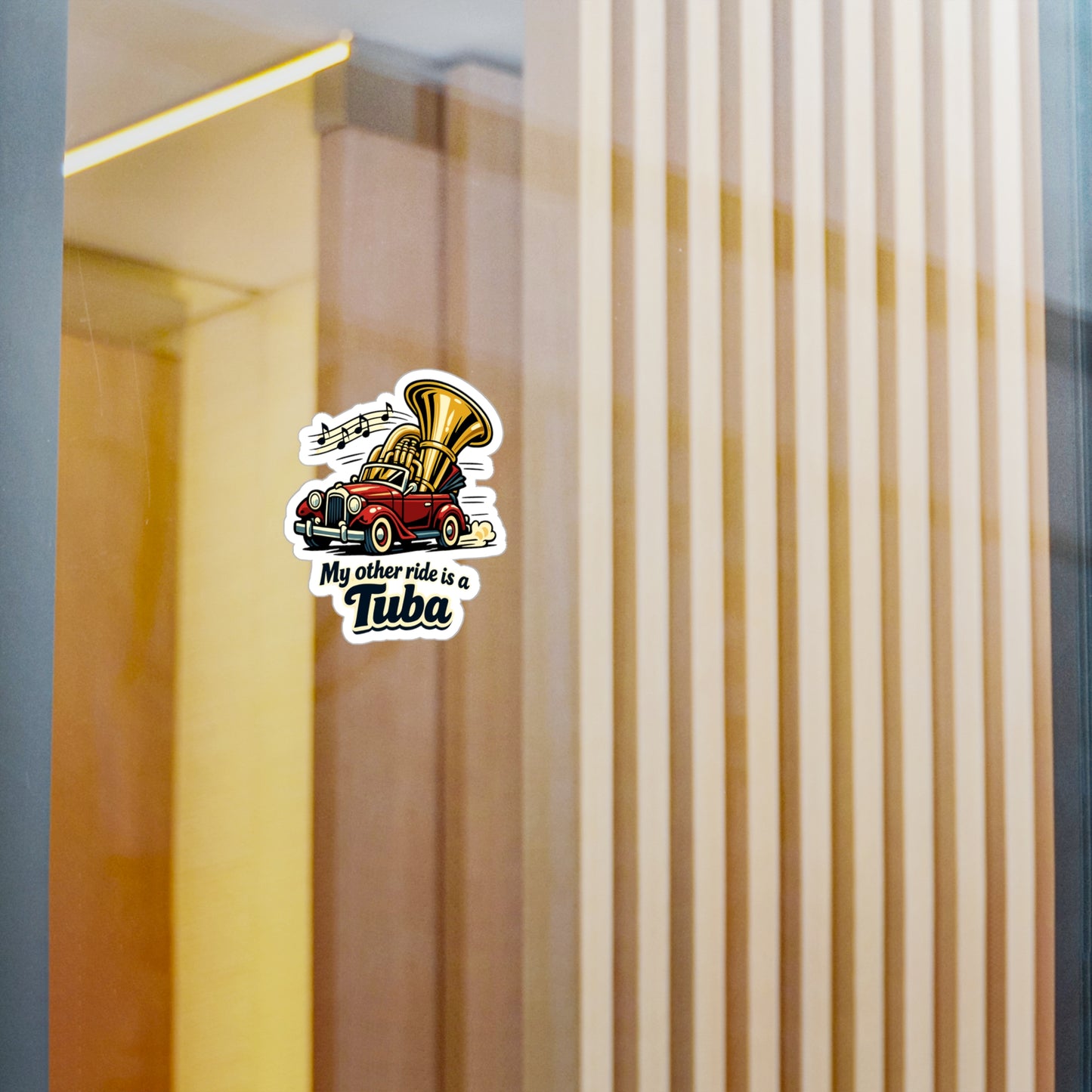 Marching Band Sticker My other ride is a Tuba – Waterproof Vinyl decals for Laptop or Water Bottle, drummer band director mellophone