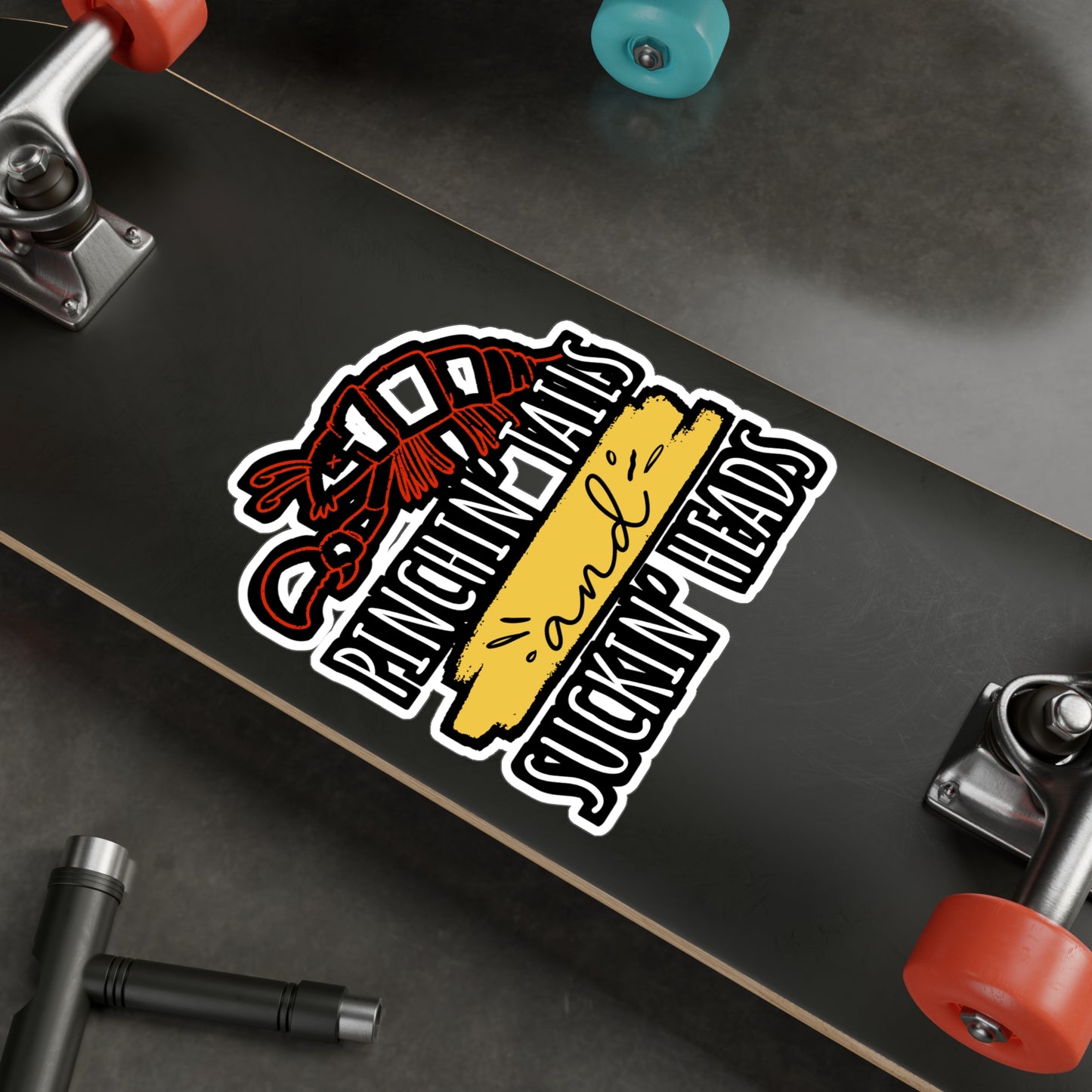 Pinchin' Tails and Suckin' Heads - Crawfish Sticker for Wall, Laptop, Window, Truck, Car Crawfish Gift Vinyl Crayfish Decal Sticker