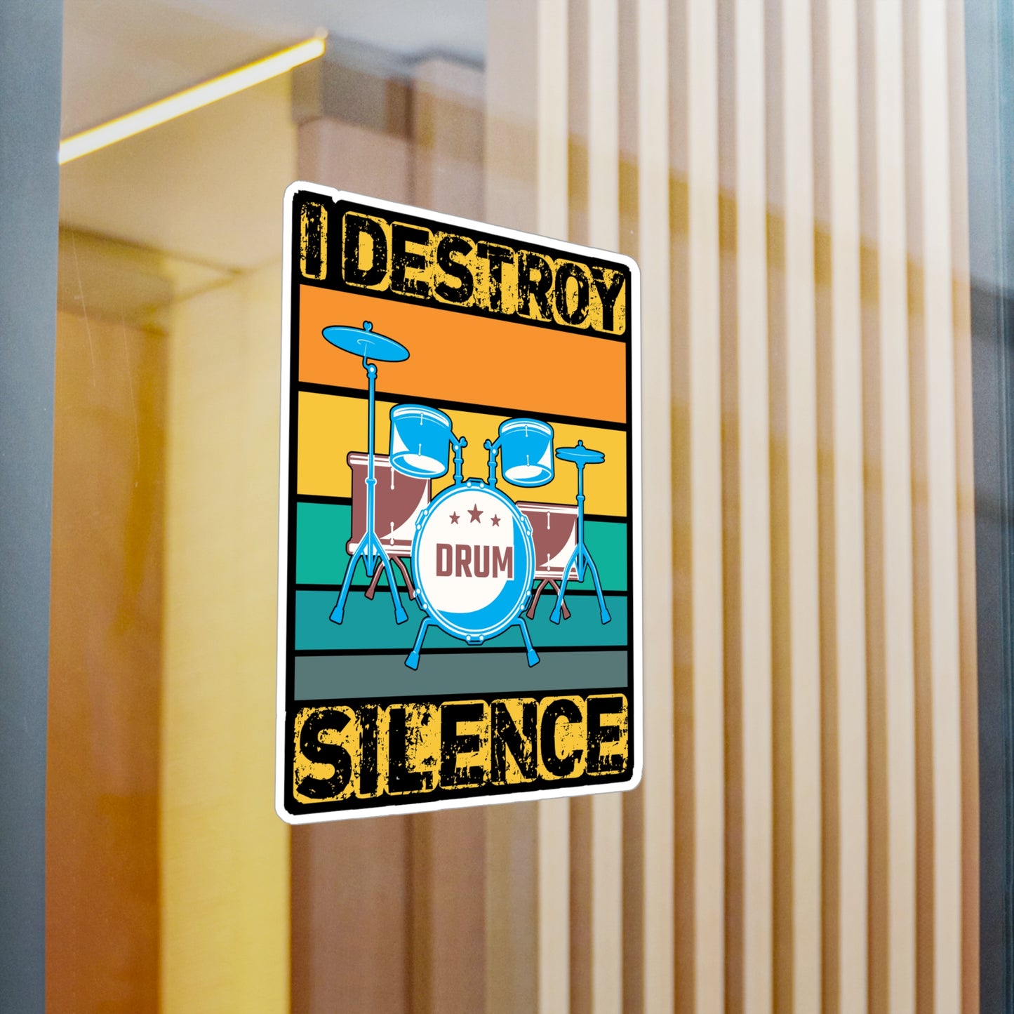 I Destroy Silence - Drums Sticker for Car Window Laptop Sticker, Water Bottle Sticker, Vinyl Drummer Decal, Drum kit Sticker - Drums Gift