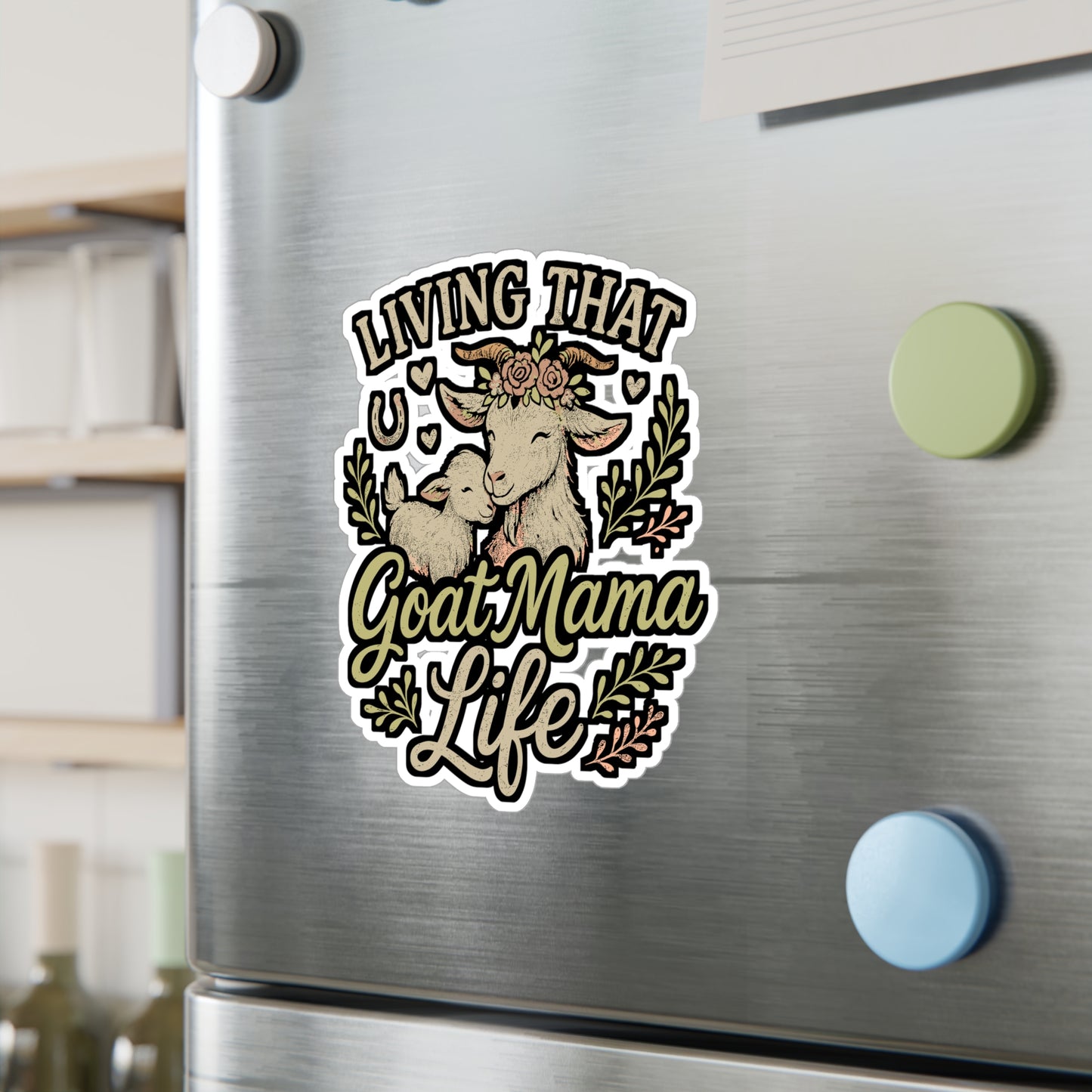 Living That Goat Mama Life – Funny Goat Sticker for Laptop or Water Bottle | Vinyl Farm Animal Decal, Goat Lover Gift