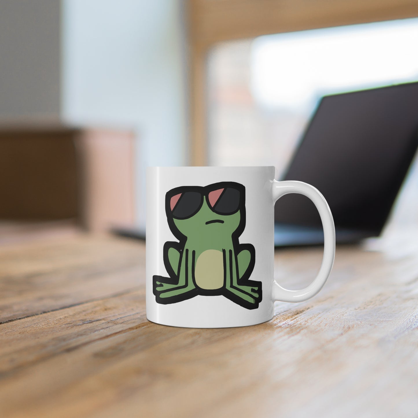 Frog with Sunglasses - Frog Mug for Coffee 11oz. Frog Cup, White ceramic, Sunglasses Mug, Cool Tea Cup - Frog Gift