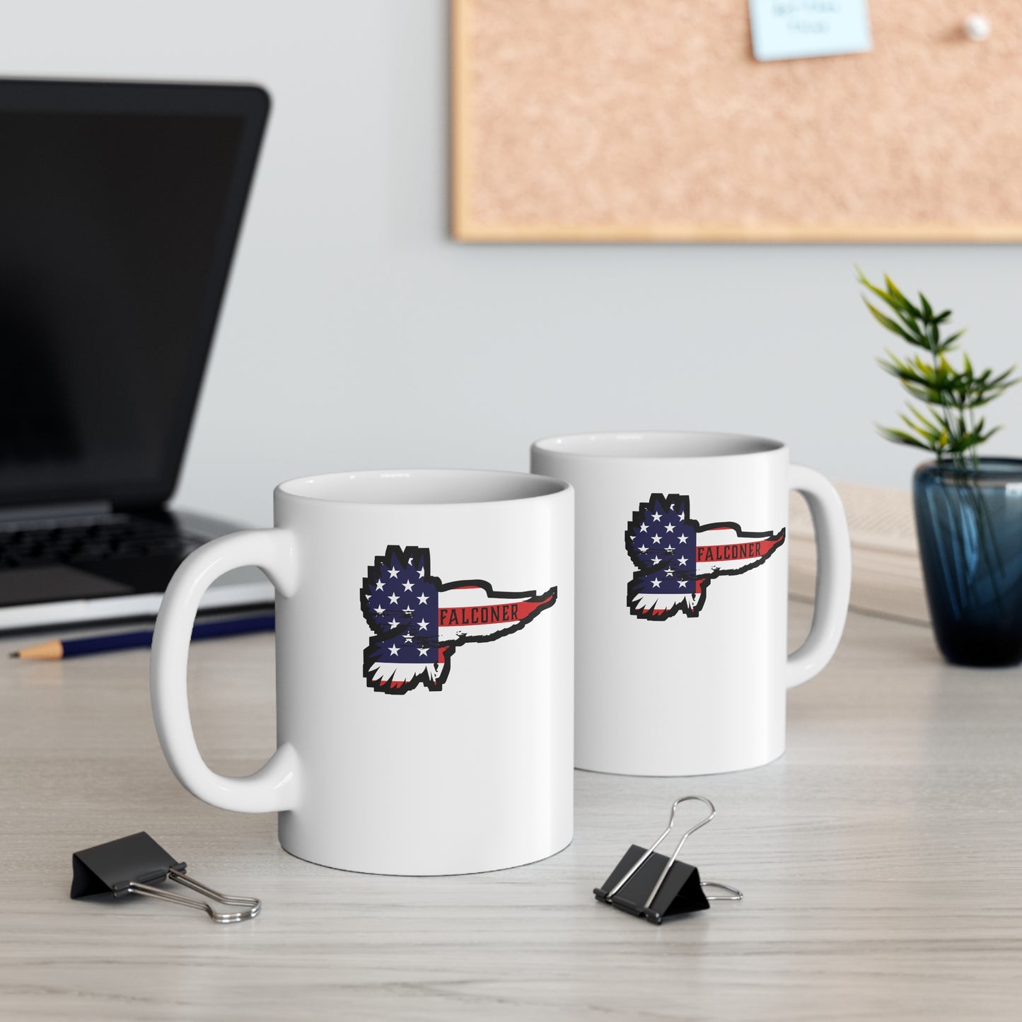 American Falconer - Falcon Mug for Coffee 11oz. Falcon Cup, White ceramic, Falconer Mug, Falconry Tea Cup - Falcon Gift