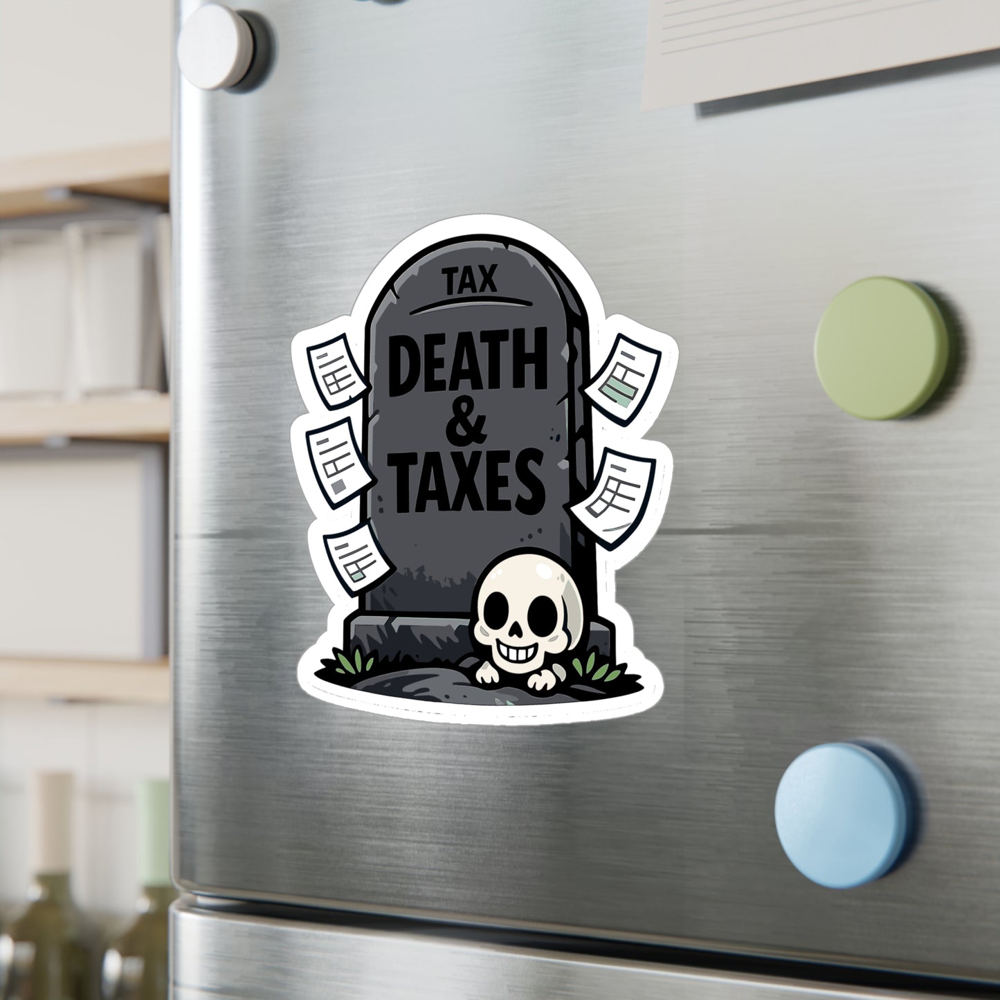 Accountant Sticker Death & Taxes Funny Balance Spreadsheet Amortization Vinyl Waterproof sticker decals for Laptop Water Bottle