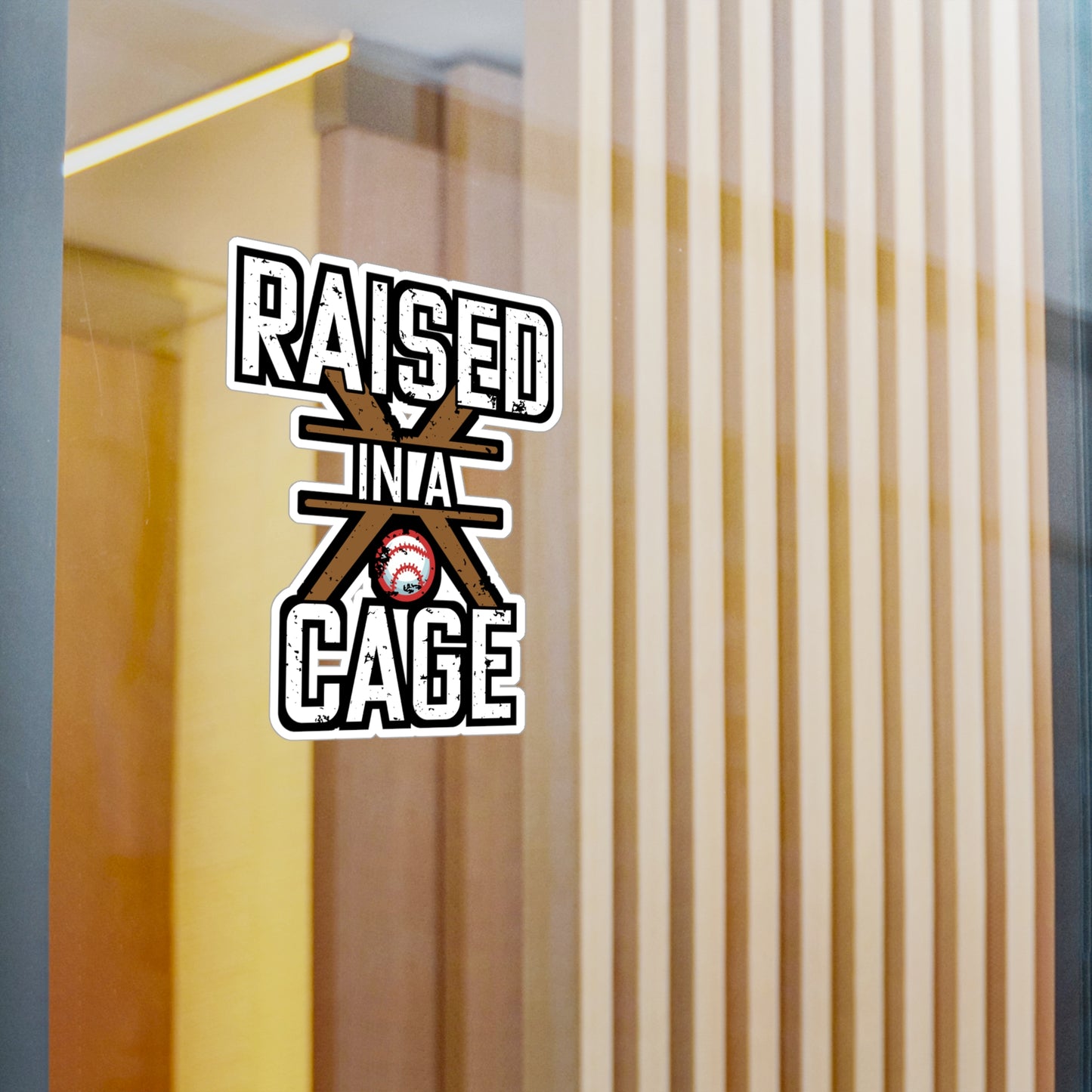 Raised in a Cage - Baseball Sticker for Car Window Laptop Sticker. Water Bottle Sticker, Vinyl Softball Decal, Game Sticker - Baseball Gift