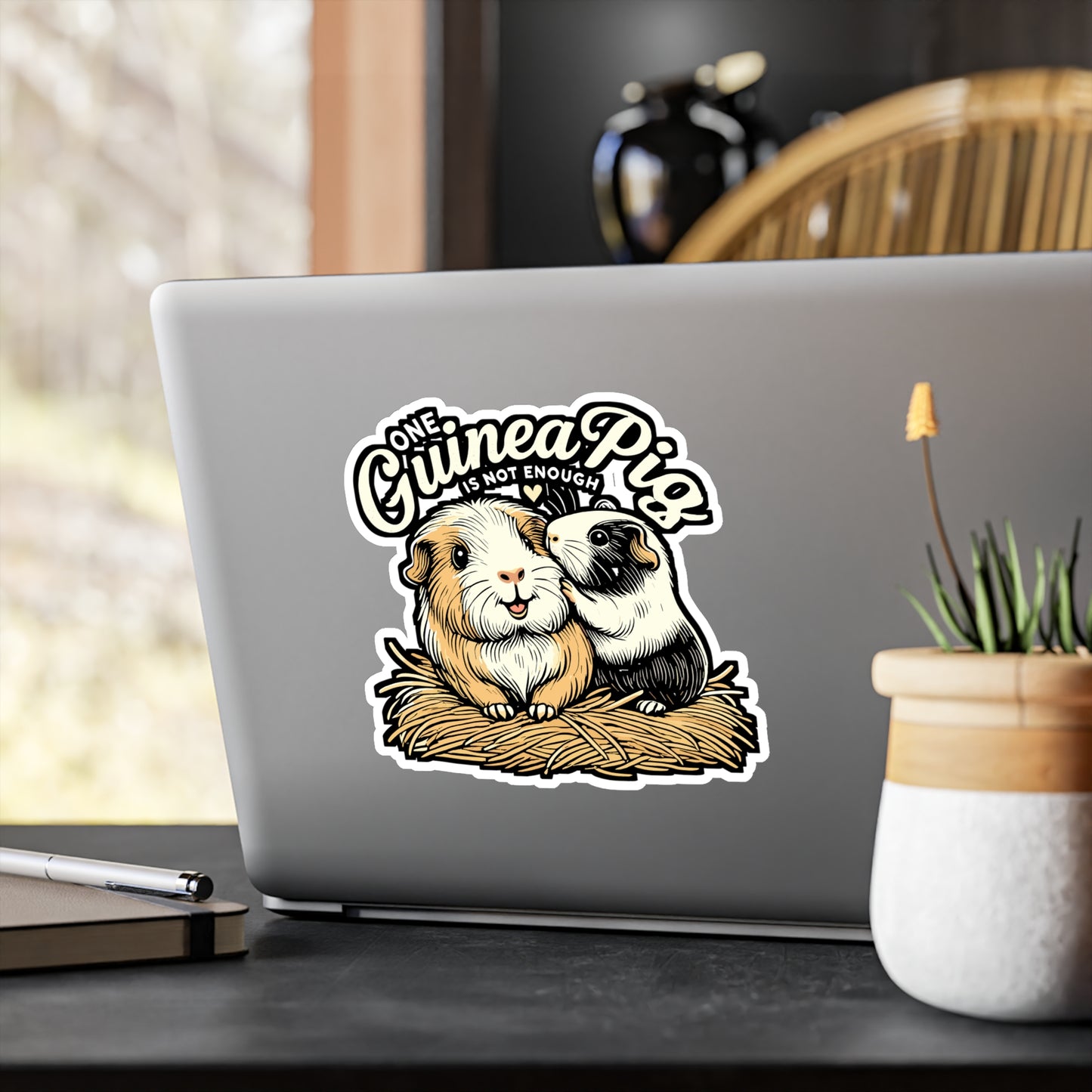 One Guinea Pig Is Not Enough – Cute Guinea Pig Sticker | Vinyl Cavy Decal for Laptop or Water Bottle | Pet Lover Gift