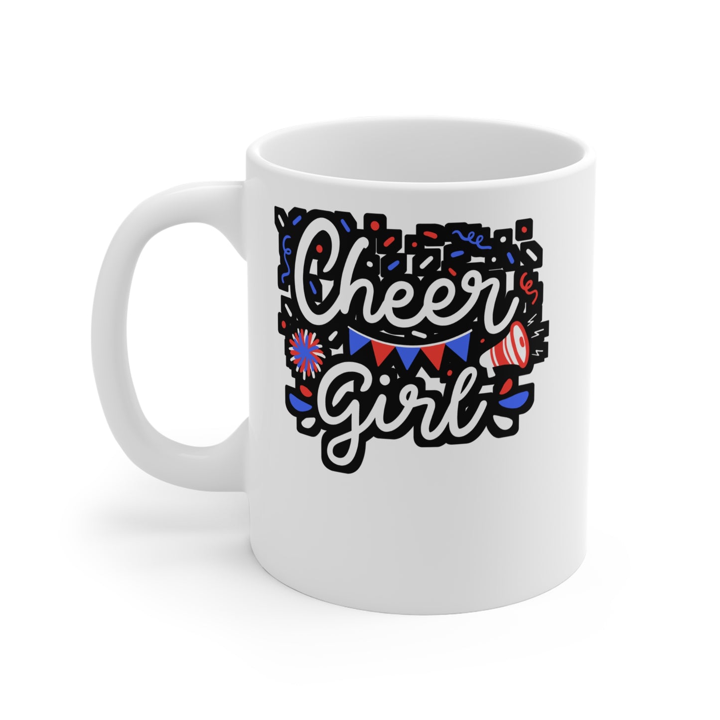 Cheer Girl - Cheerleader Mug for Coffee 11oz. Cheerleader Cup, White ceramic, Stadium Mug, Dance Tea Cup - Cheerleader Gift