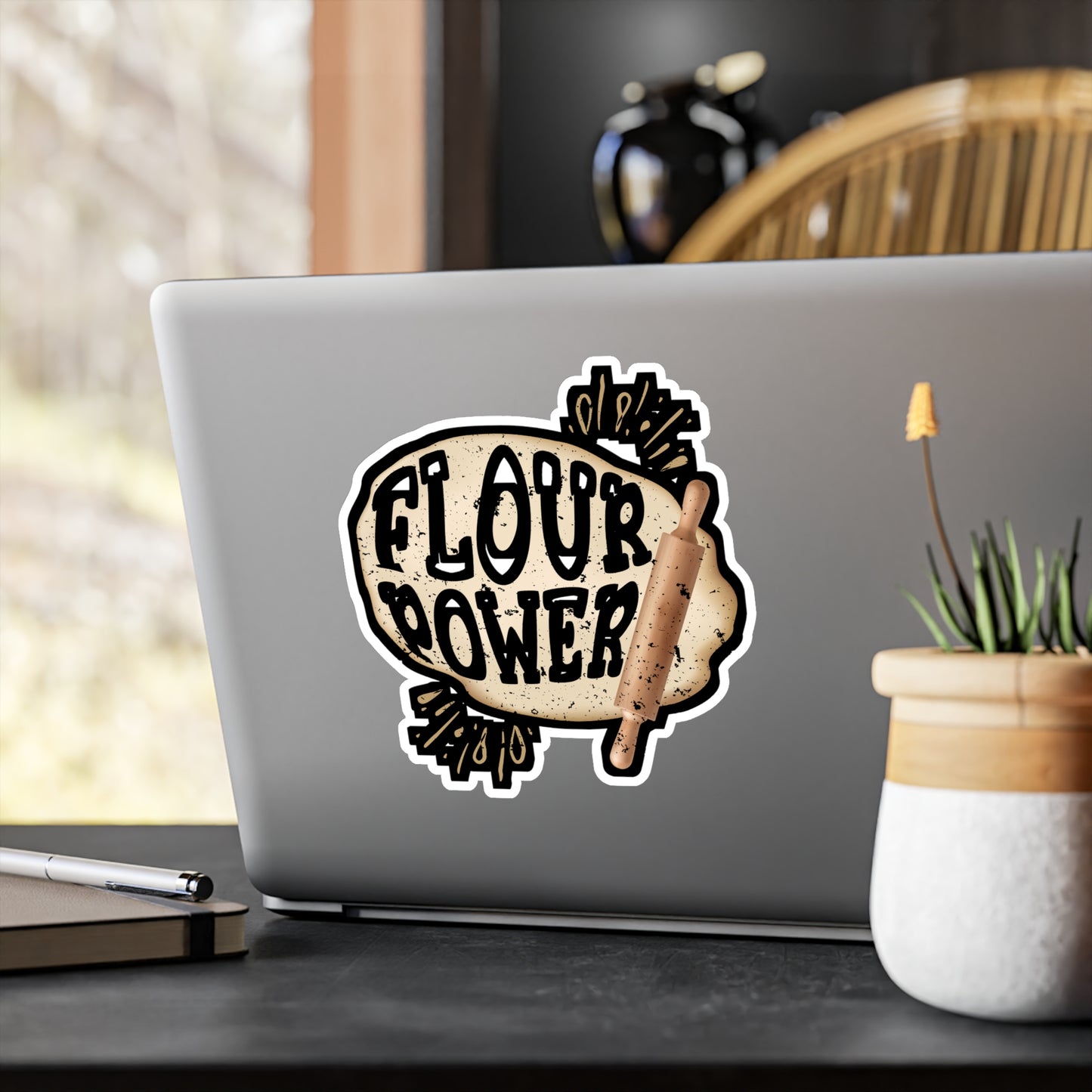 Flour Power - Baking Sticker for Car Window Laptop Sticker. Water Bottle Sticker, Vinyl Cake-decorator Decal, Baker Sticker - Baking Gift