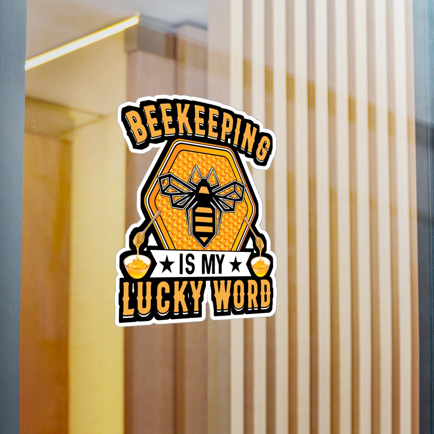 Beekeeping is my lucky word - Beekeeping Sticker for Laptop Sticker. Water Bottle Sticker, Vinyl Brood Decal - Beekeeping Gift