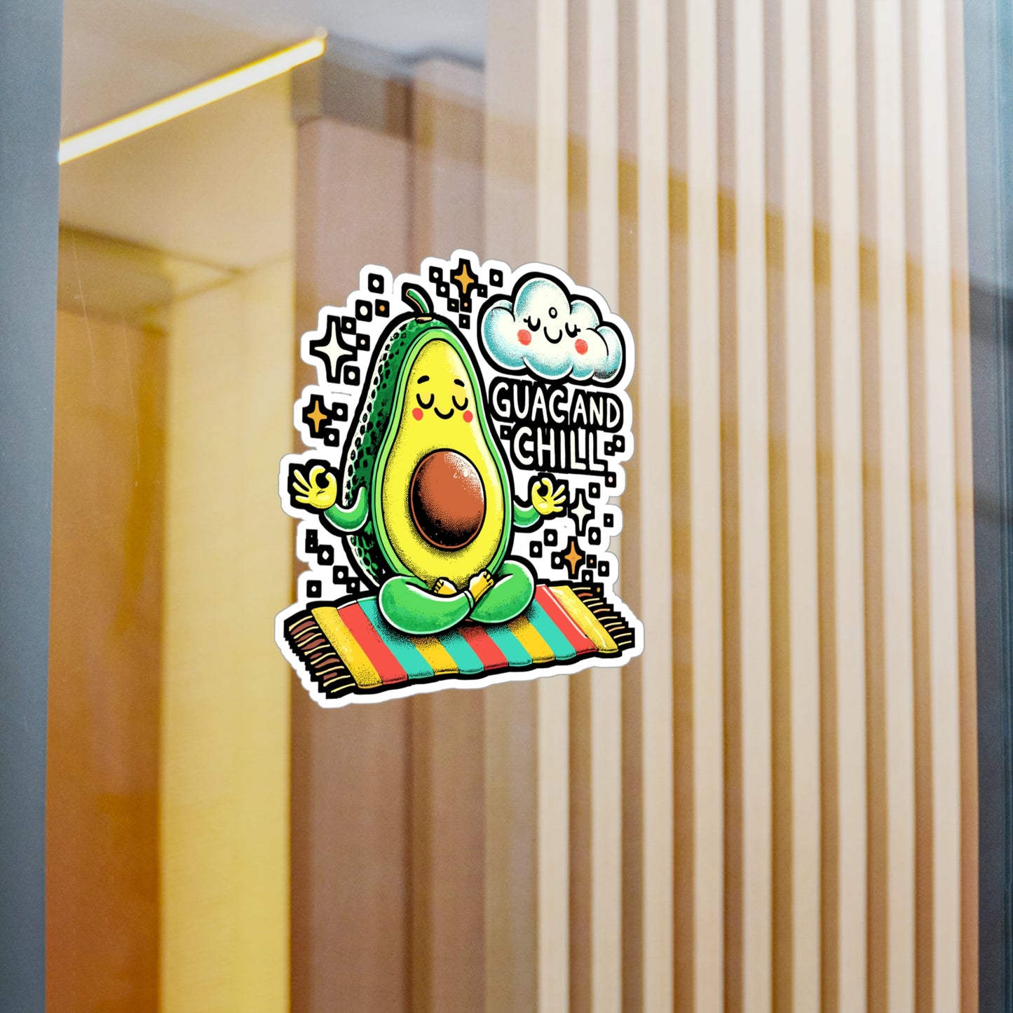Guac and Chill – Yoga Sticker for Car, Laptop, Water Bottle & Zen Foodie Gifts