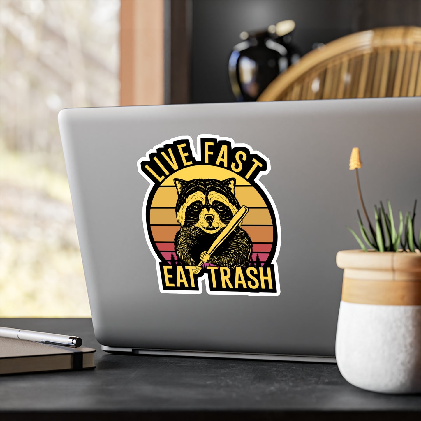 Live Fast Eat Trash - Camping Sticker for Wall, Laptop, Window, Truck, Car Camping Gift Vinyl Camping ground Decal Sticker