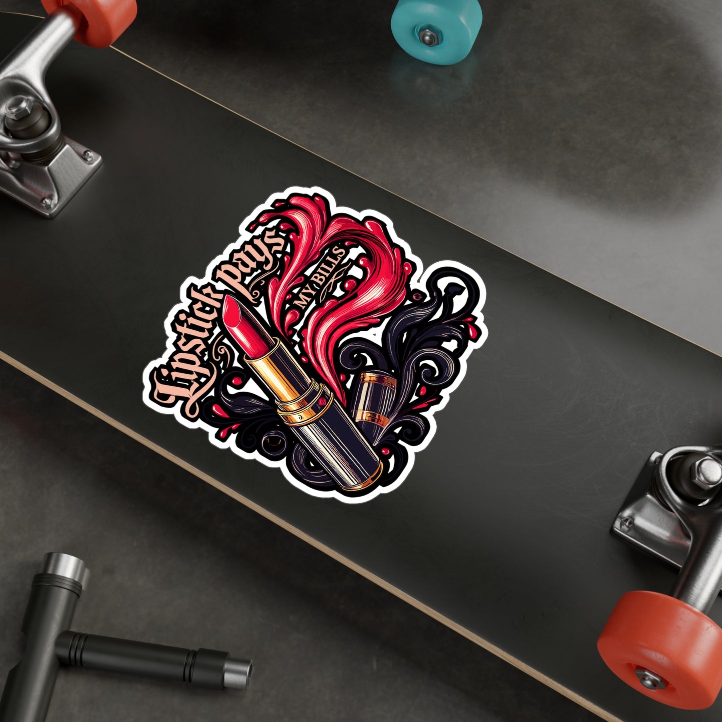 Lipstick Pays My Bills – Makeup Artist Sticker | Vinyl Decal for Laptop, Water Bottle, Mirror | Beauty & Lash Tech Gift