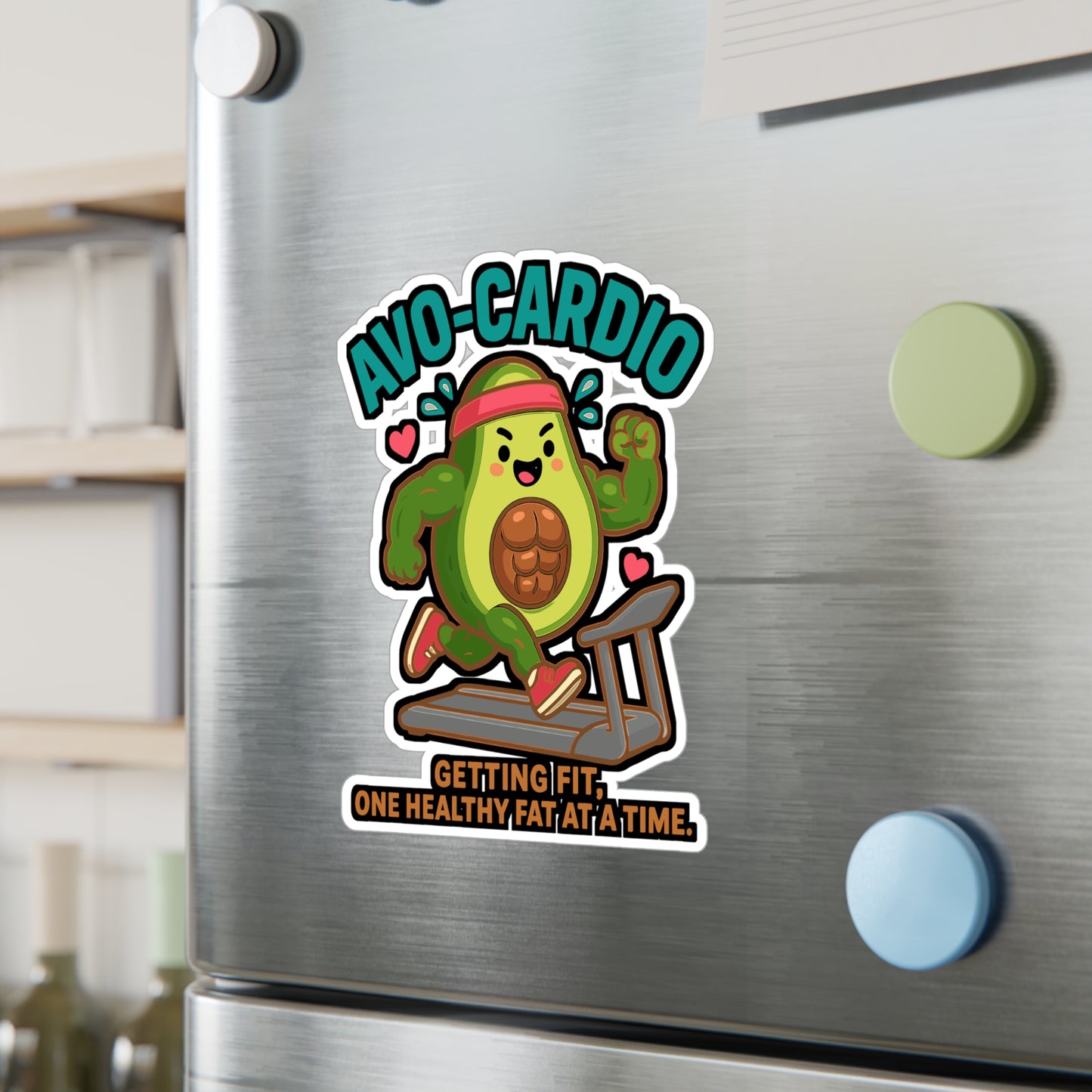 Avo-Cardio - gym avocado Sticker for Water Bottle, Laptop - Funny Fitness Gift for Workout Lovers, Gym Enthusiasts