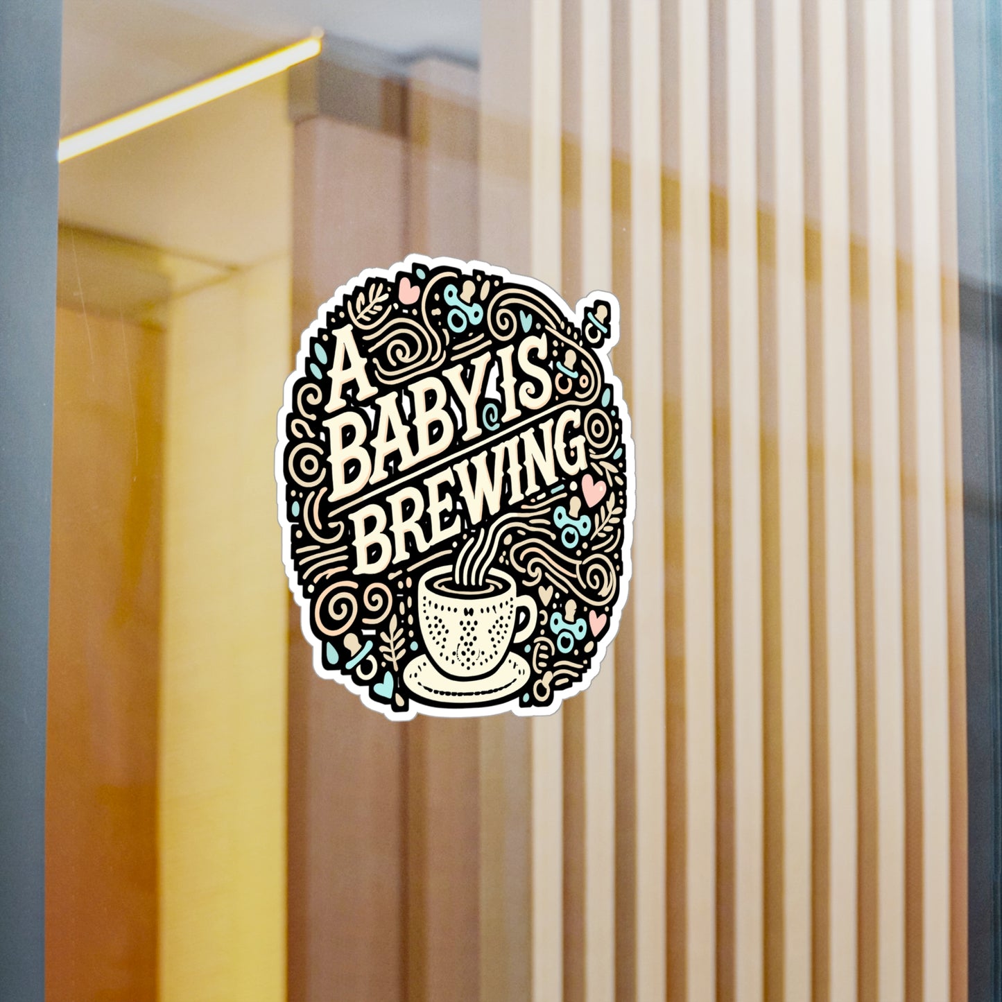 A Baby Is Brewing – Vinyl Pregnancy Announcement Sticker for Laptop & Water Bottle | Cute Pregnancy Gift