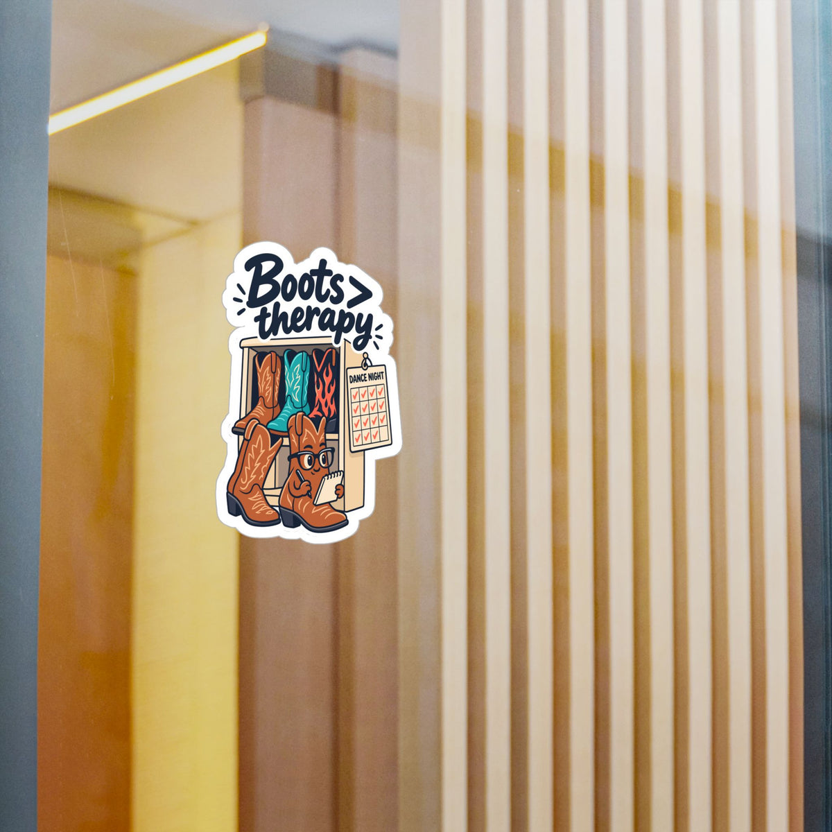 Line Dance Sticker - Boots Over Therapy for the Country-Life Dancer, Western Decals for Laptop and Water Bottle