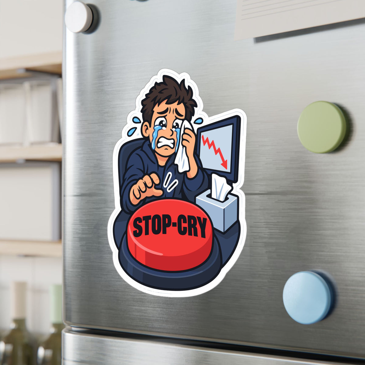 Day Trading Sticker – Stop-Cry Decals for the Stock Market and Forex Trader, for Laptop or Water Bottle