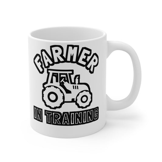 Farmer in Training - Farmer Mug for Coffee 11oz. Farmer Cup, White ceramic, Tractor Mug, Livestock Tea Cup - Farmer Gift