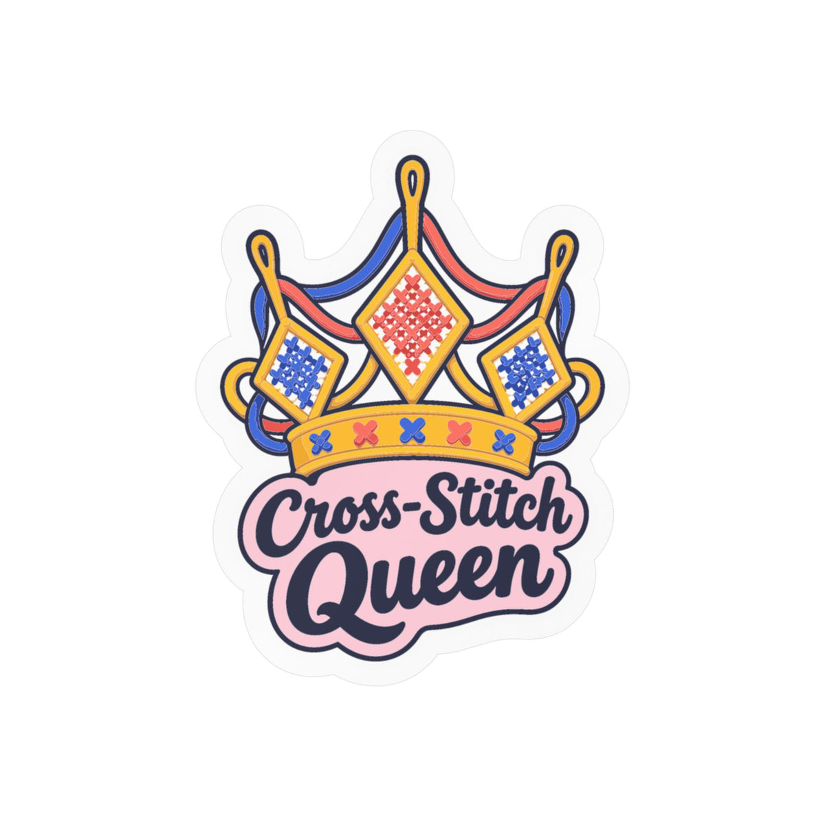 Embroidery Sticker - Cross-Stitch Queen Decals for Crafting, Needlework and Stitching Fans, Laptop and Water Bottle