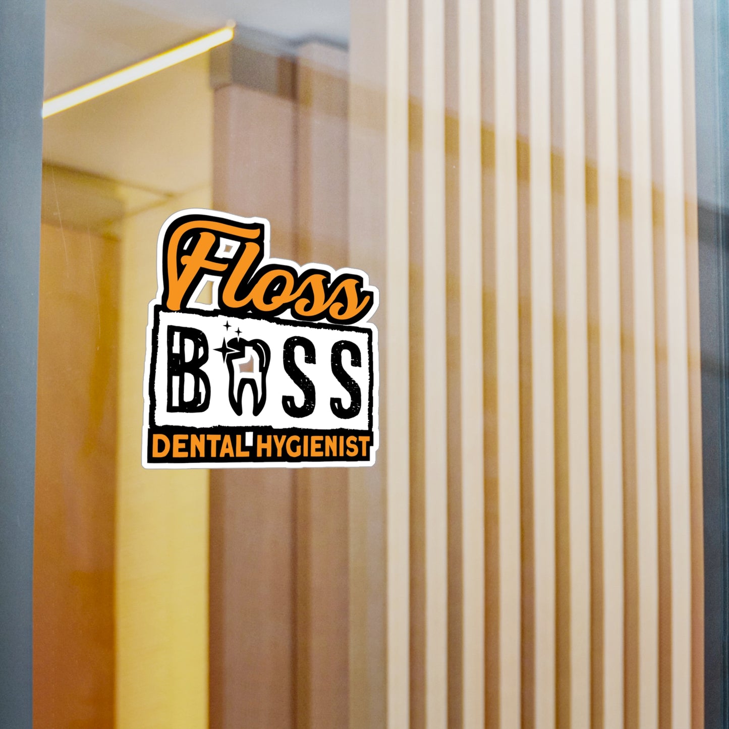 Floss Boss - Dentist Sticker for Car Window Laptop Sticker. Water Bottle Sticker, Vinyl Teeth Decal, Tooth Sticker - Dentist Gift