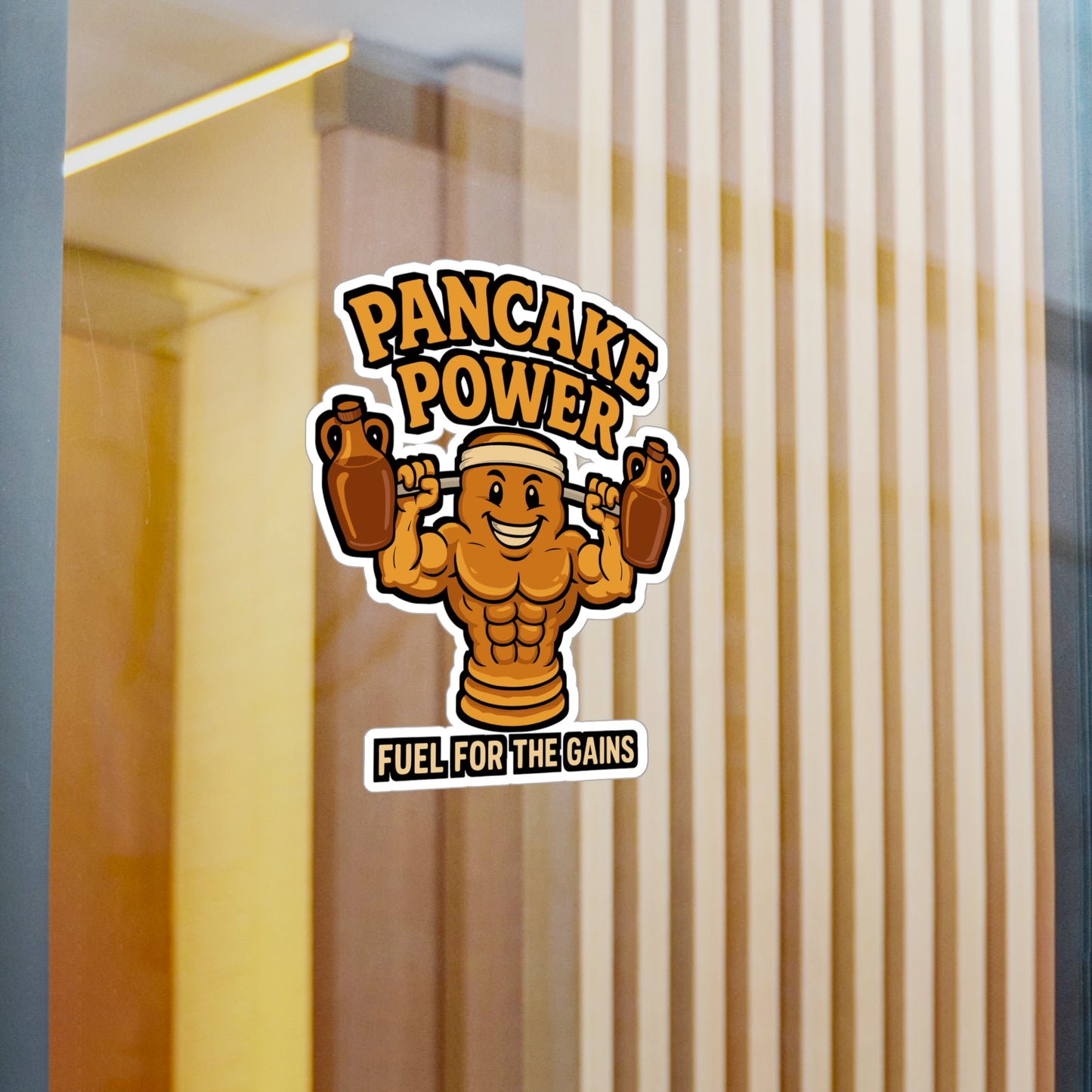Pancake Power - Bodybuilding Sticker for Gym and Water Bottle - Fitness Motivation for Athletes - Gift Idea for Workout Lovers