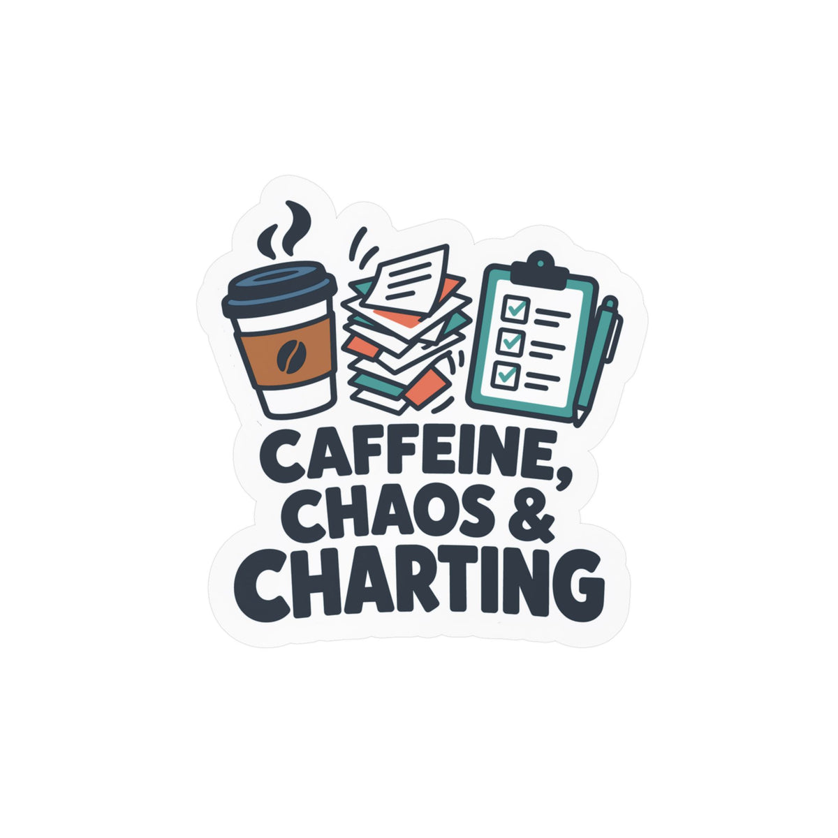 Nurse Sticker Caffeine, Chaos & Charting Decals for Laptop or Water Bottle, Waterproof Vinyl Nursing Student Gift