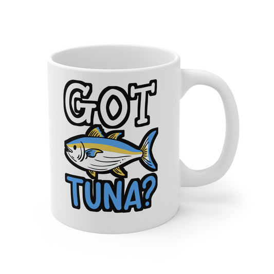 Got Tuna - Bluefin Mug for Coffee 11oz. Bluefin Cup, White ceramic, Tuna Mug, Trolling Tea Cup - Bluefin Gift