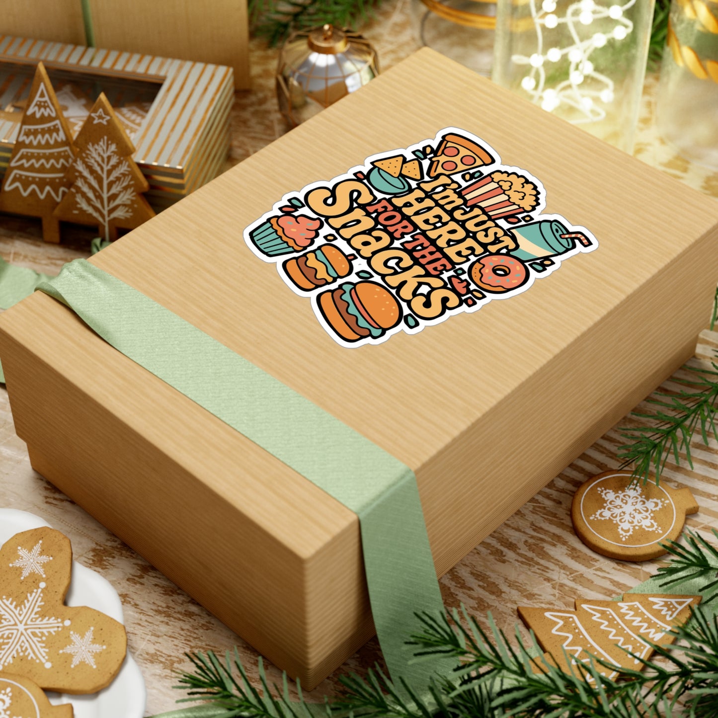 I'm Just Here for the Snacks – Funny Foodie Sticker | Vinyl Decal for Laptop or Water Bottle | Snack Lover Gift