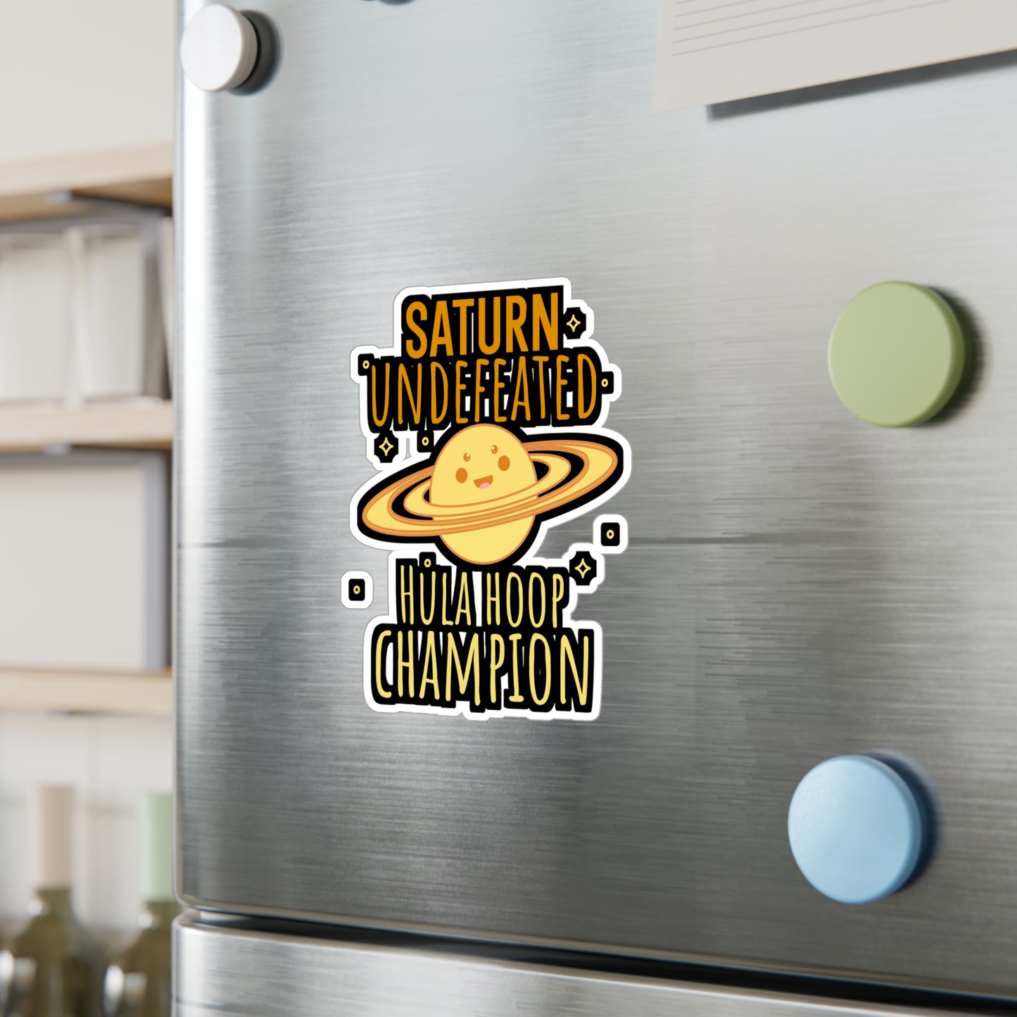 Saturn Undefeated Hula Hoop Champion - Astronaut Sticker for Wall, Laptop, Window, Truck, Car Astronaut Gift Vinyl Asteroid Decal Sticker