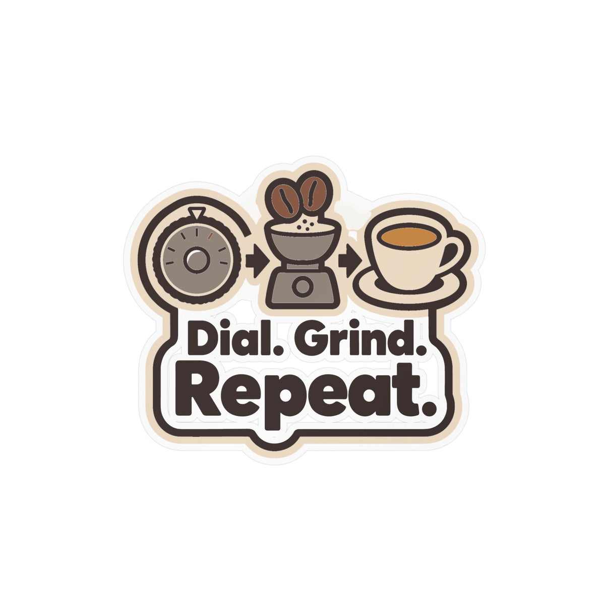 Espresso Sticker - Dial. Grind. Repeat. Coffee Decals for Your Grinder or Digital Scale