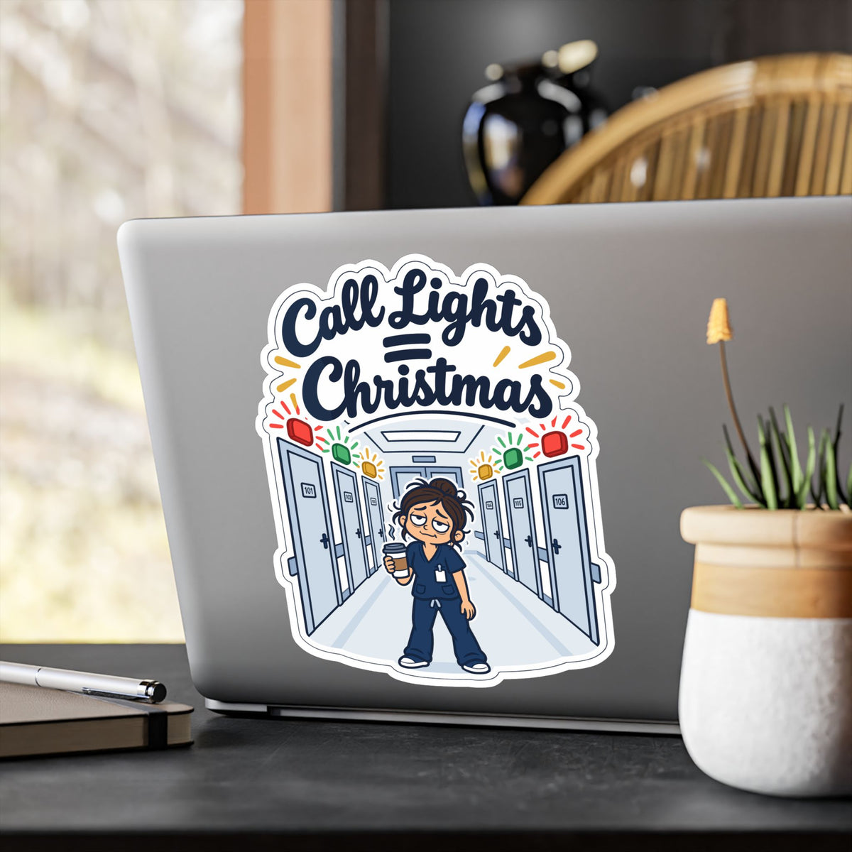 Nurse Sticker – Call Lights = Christmas Funny Nursing Student Decals for Laptop, Water Bottle, Waterproof Vinyl Nursing School Degree Gift