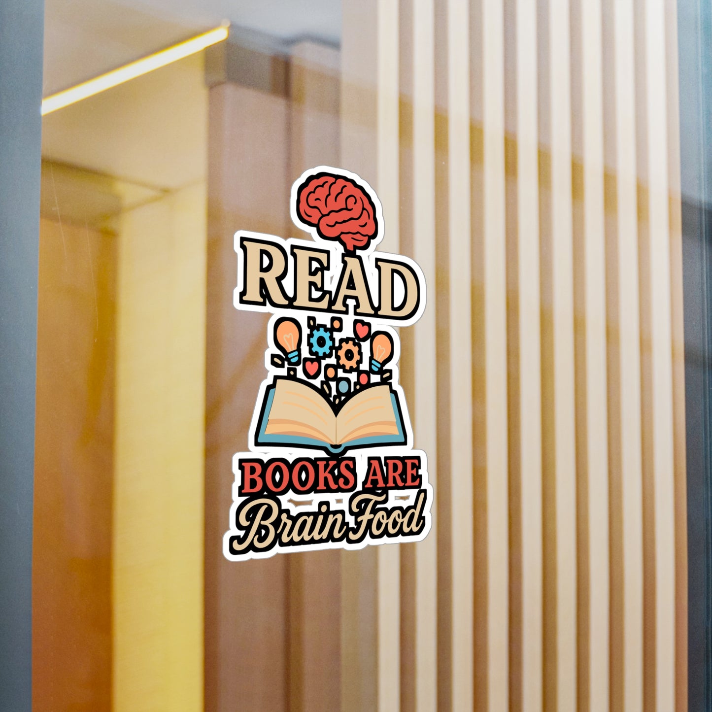 Read – Books Are Brain Food | Vinyl Sticker for Laptop or Water Bottle | Book Lover Gift, Reading Motivation
