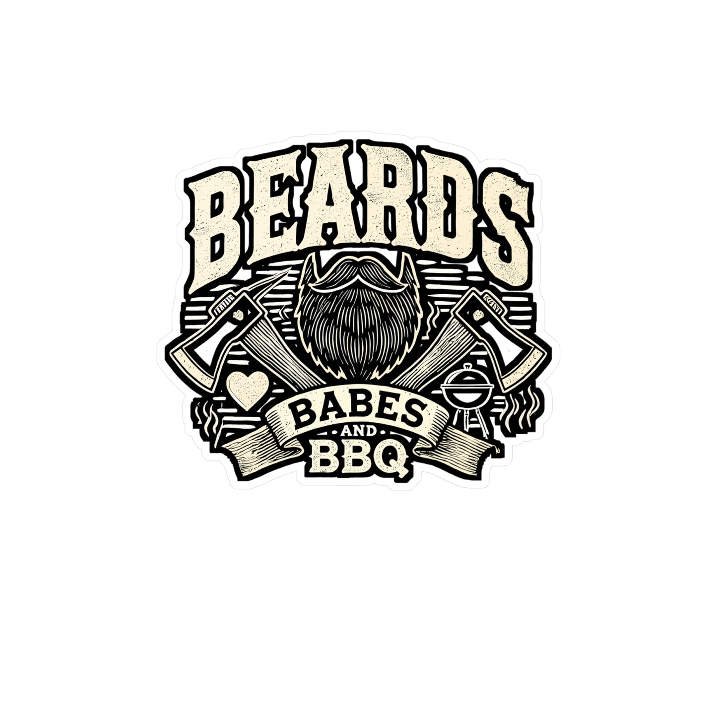 Beards, Babes & BBQ – Vinyl Decal for Car Window, Laptop & Water Bottle | BBQ Gift, Beard Lover Sticker, Beer Decal
