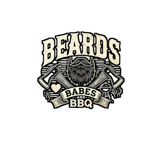 Beards, Babes & BBQ – Vinyl Decal for Car Window, Laptop & Water Bottle | BBQ Gift, Beard Lover Sticker, Beer Decal