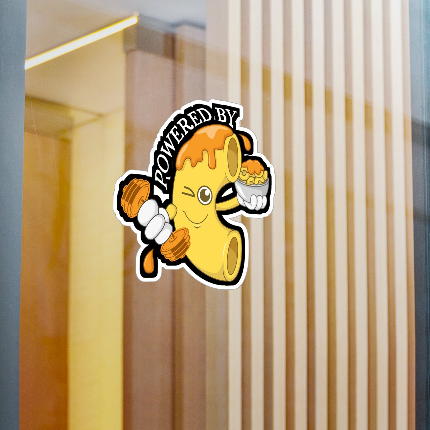 Mac & Cheese Powered By - Macaroni Sticker for Laptop Sticker. Water Bottle Sticker, Vinyl Mac Decal - Macaroni Gift