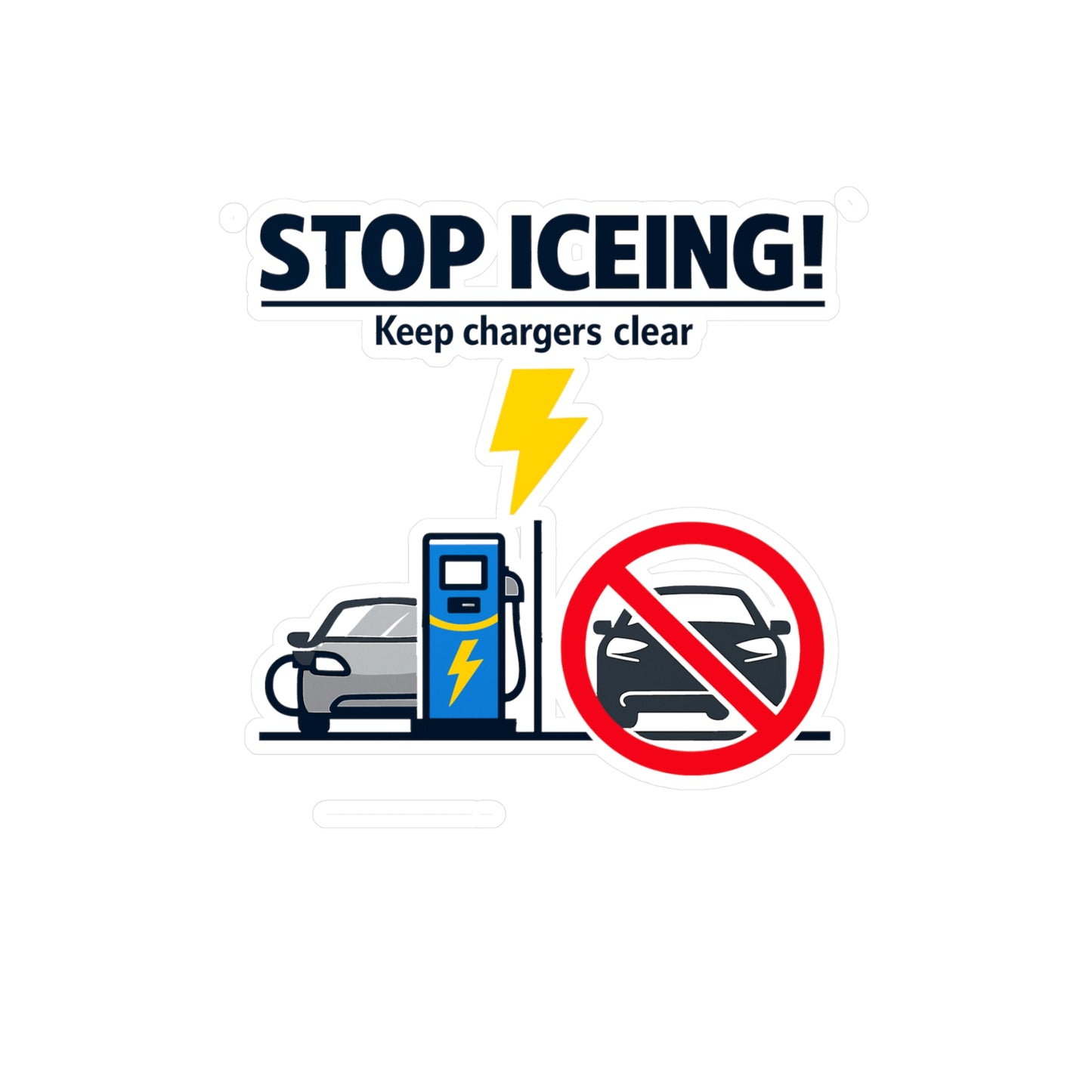 Electric Car Sticker "Stop ICEing!" Waterproof Vinyl sticker decals for electric vehicle, rechargeable battery, Laptop, Water Bottle