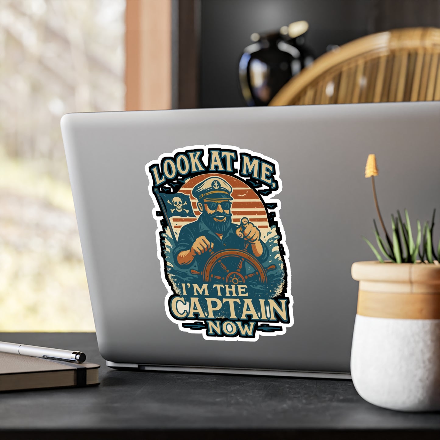 Look At Me I'm The Captain Now - Boating Sticker for Laptop, Water Bottle, Gift for Boat Lovers, Nautical Enthusiasts