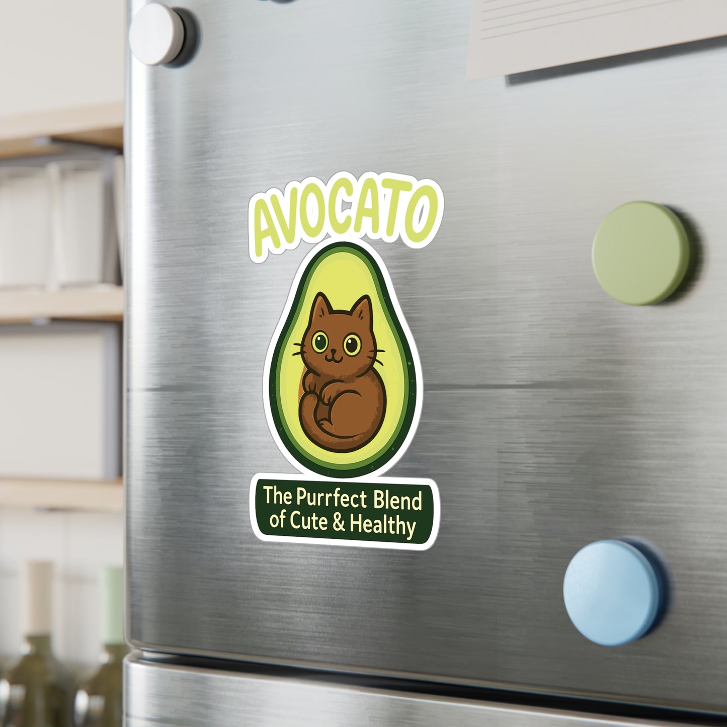 Avocado Cat Avocato Sticker Decals – Funny Fruit & Vegan Design for Laptop, Water Bottle, Guacamole Lovers, Cheese, Sandwich, Plant Protein