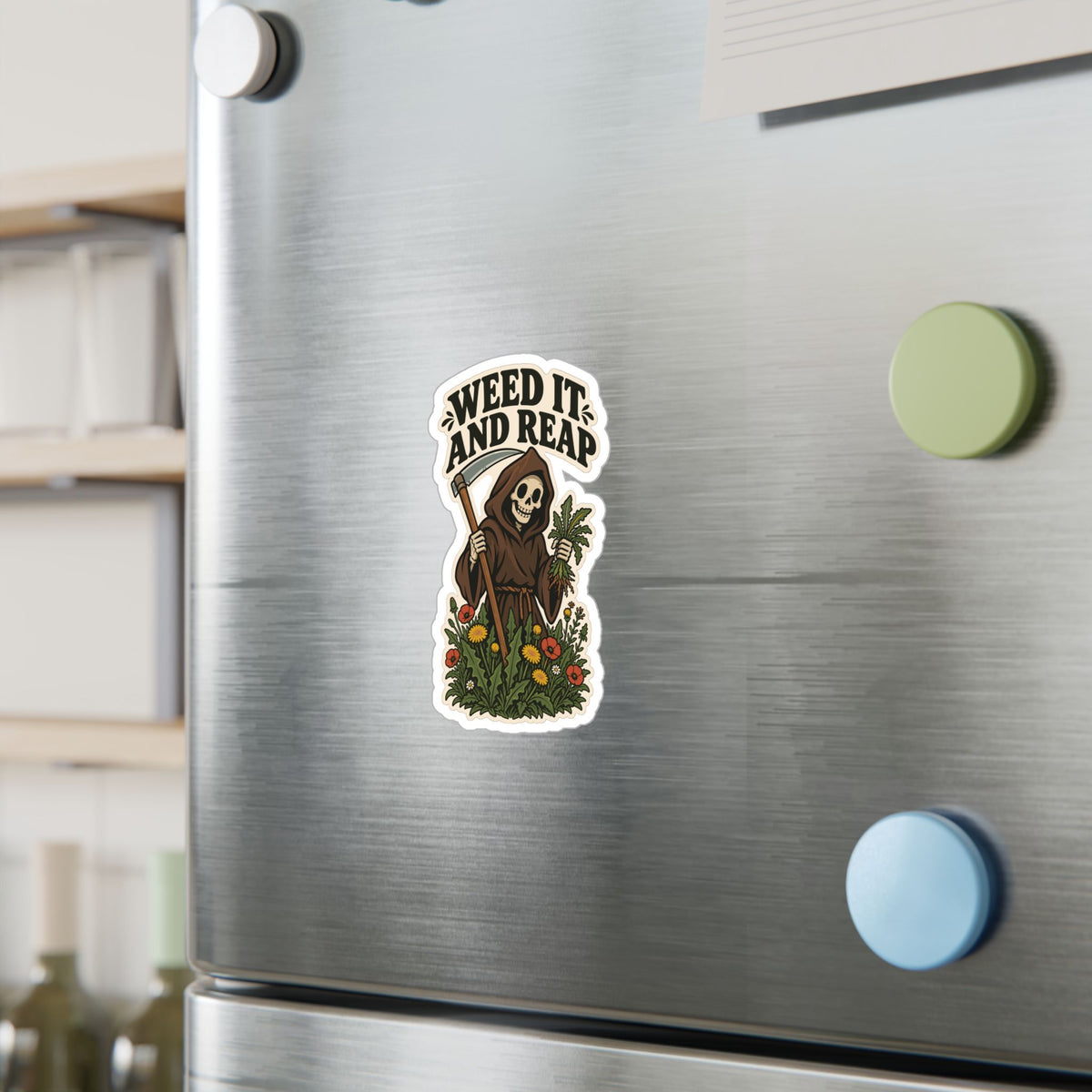 Plants Sticker - Weed It And Reap Dandelion Design, Nature-Inspired Friendship Decals for Laptop and Water Bottle