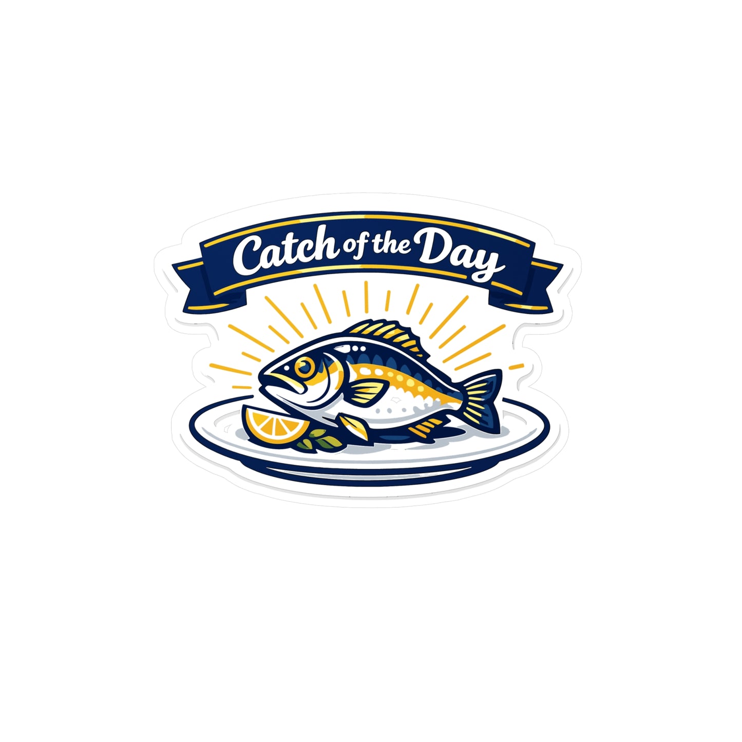 Fishing Sticker "Catch of the Day" Waterproof Vinyl Decals for Laptop Water Bottle, Angling Lake Boating Design