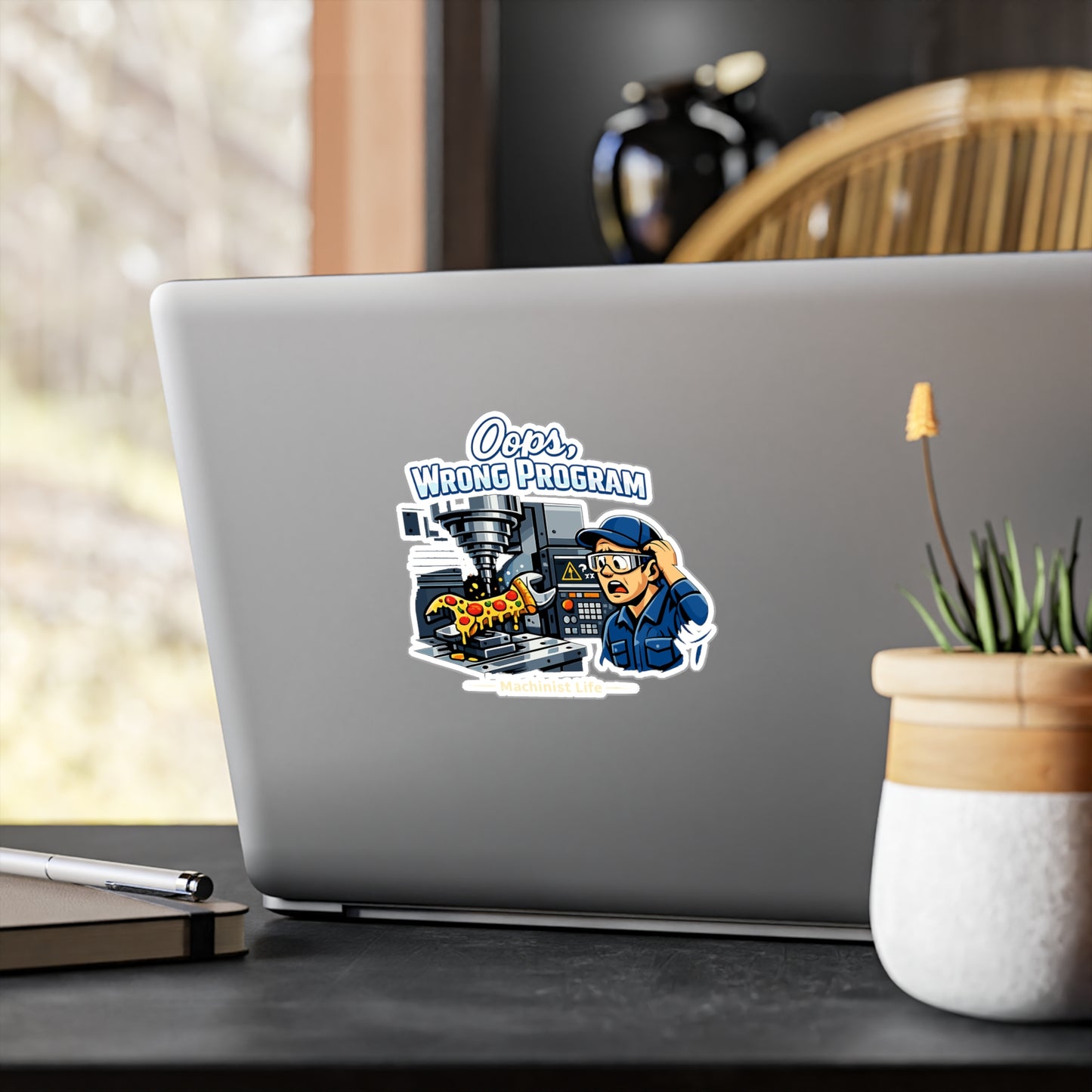Machinist Sticker Oops Wrong Program CNC Machining Humor Decals Waterproof Vinyl for Laptop Water Bottle