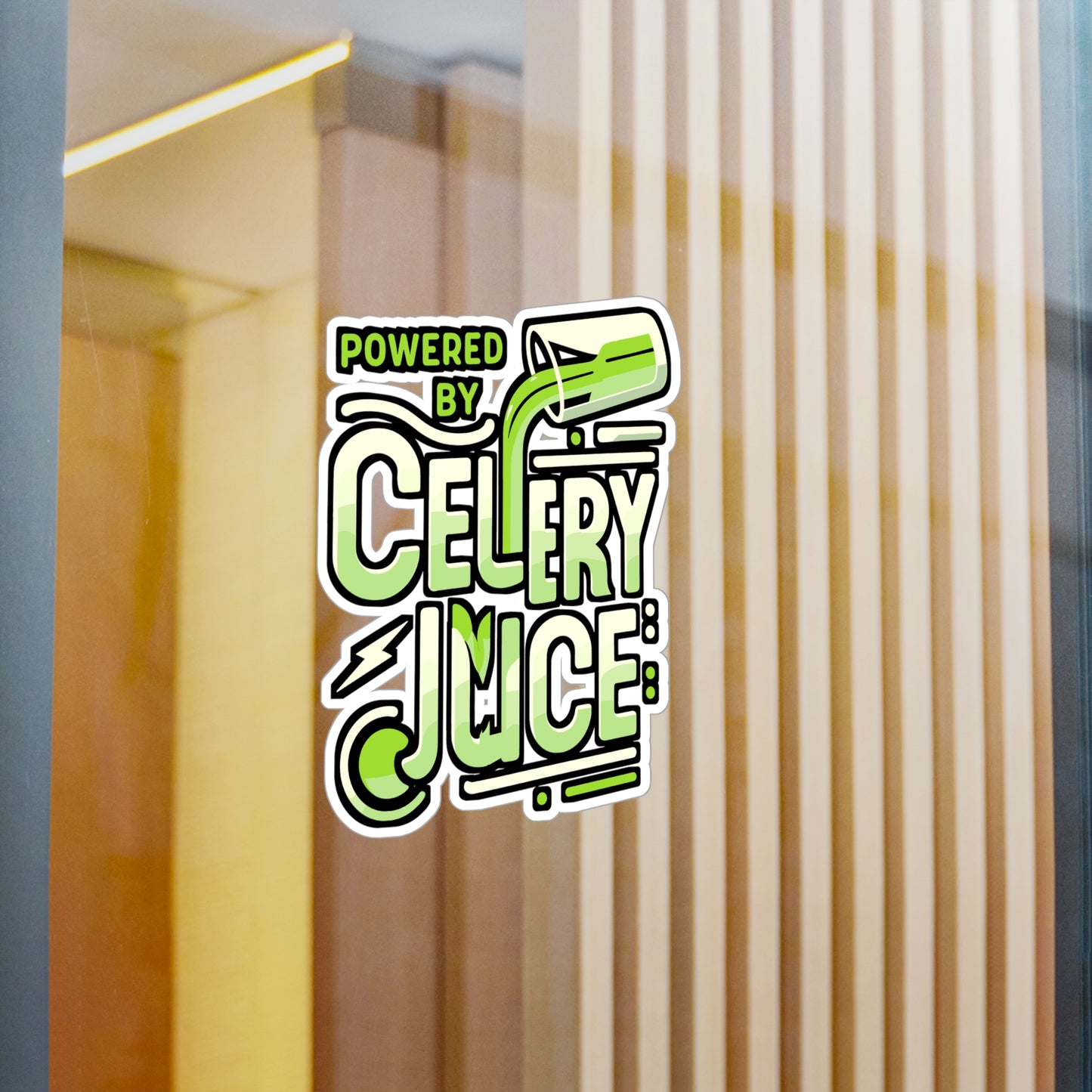 Powered by Celery Juice – Funny Vinyl Sticker for Laptop, Car Window or Water Bottle | Vegan Vegetable Decal Gift