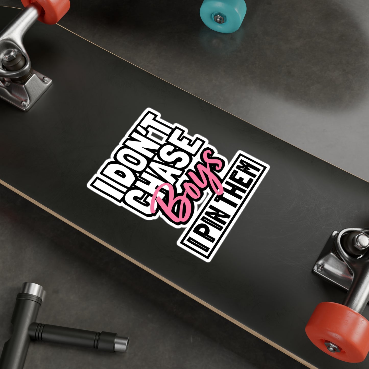 I Don't Chase Boys I Pin Them - Wrestle Sticker for Laptop Sticker. Water Bottle Sticker, Vinyl Wrestling Decal - Wrestle Gift