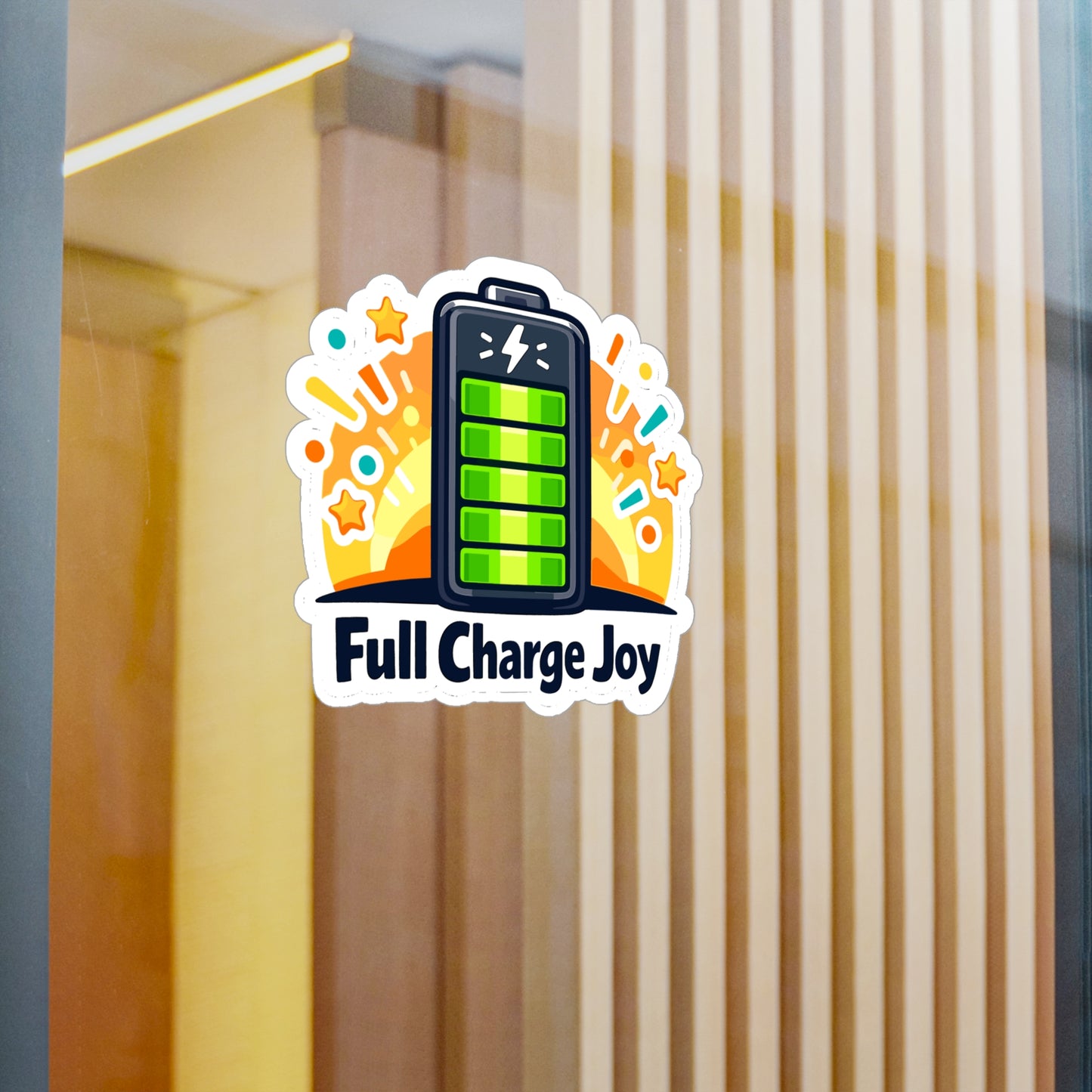 E-Bike Sticker Full Charge Joy Electric Bike Ecycling Design, Waterproof Vinyl Decals for Laptop, Water Bottle, E Cyclist Gift